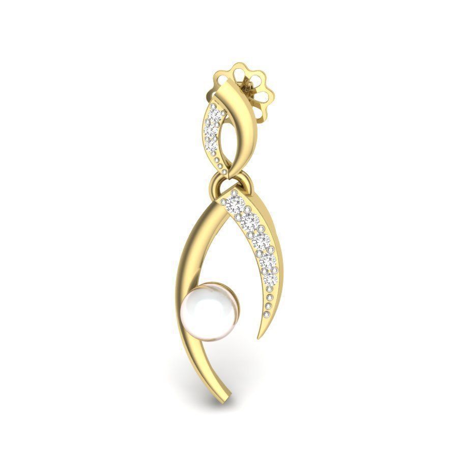 Earrings print model pearl and diamond pendant gold 3D print model_5