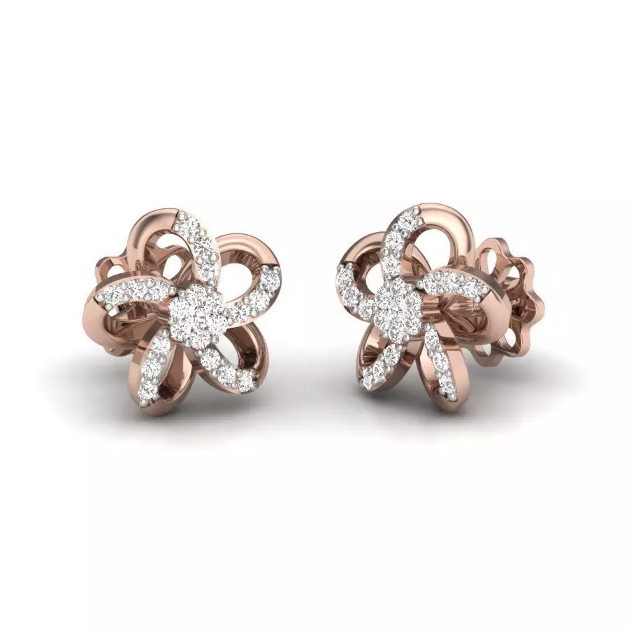 Twisted earings with gems  3D print model_0