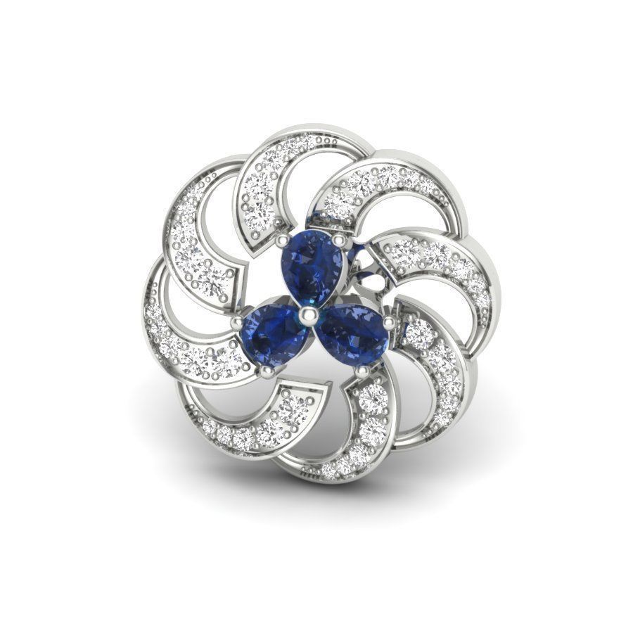 Earrings 3D print sapphire and diamond brooch 3D print model_12