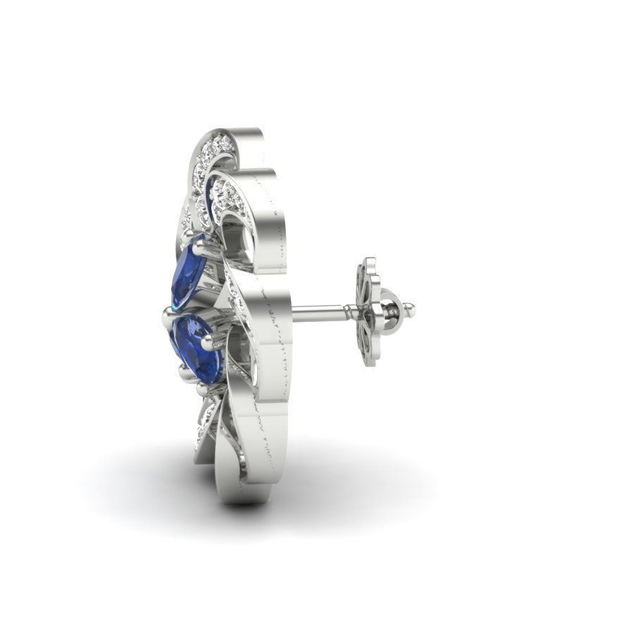 Earrings 3D print sapphire and diamond brooch 3D print model_13