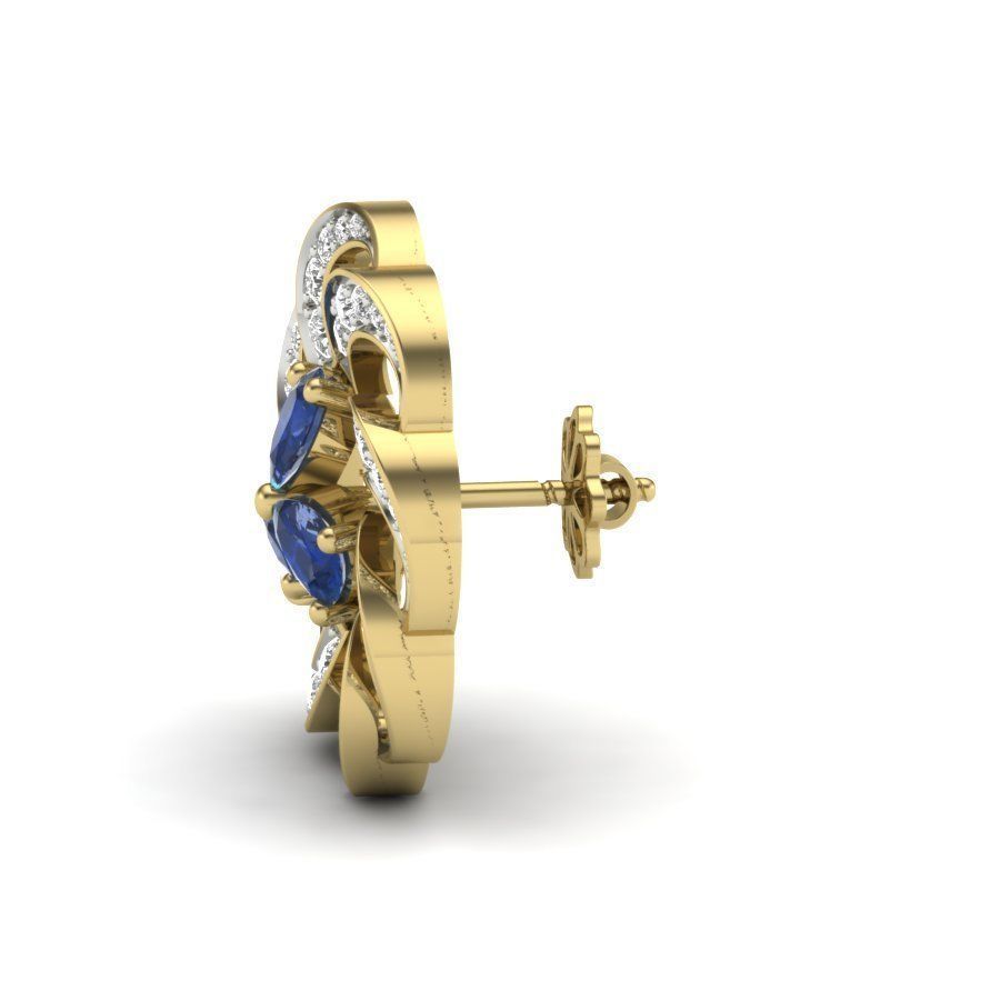 Earrings 3D print sapphire and diamond brooch 3D print model_5
