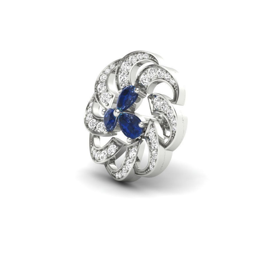 Earrings 3D print sapphire and diamond brooch 3D print model_2