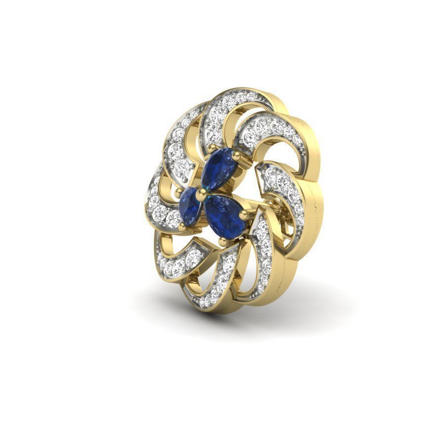Earrings 3D print sapphire and diamond brooch 3D print model_6