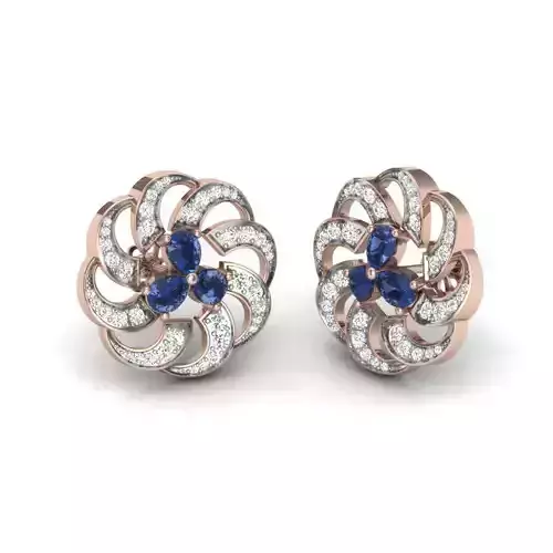 Earrings 3D print sapphire and diamond brooch 3D print model