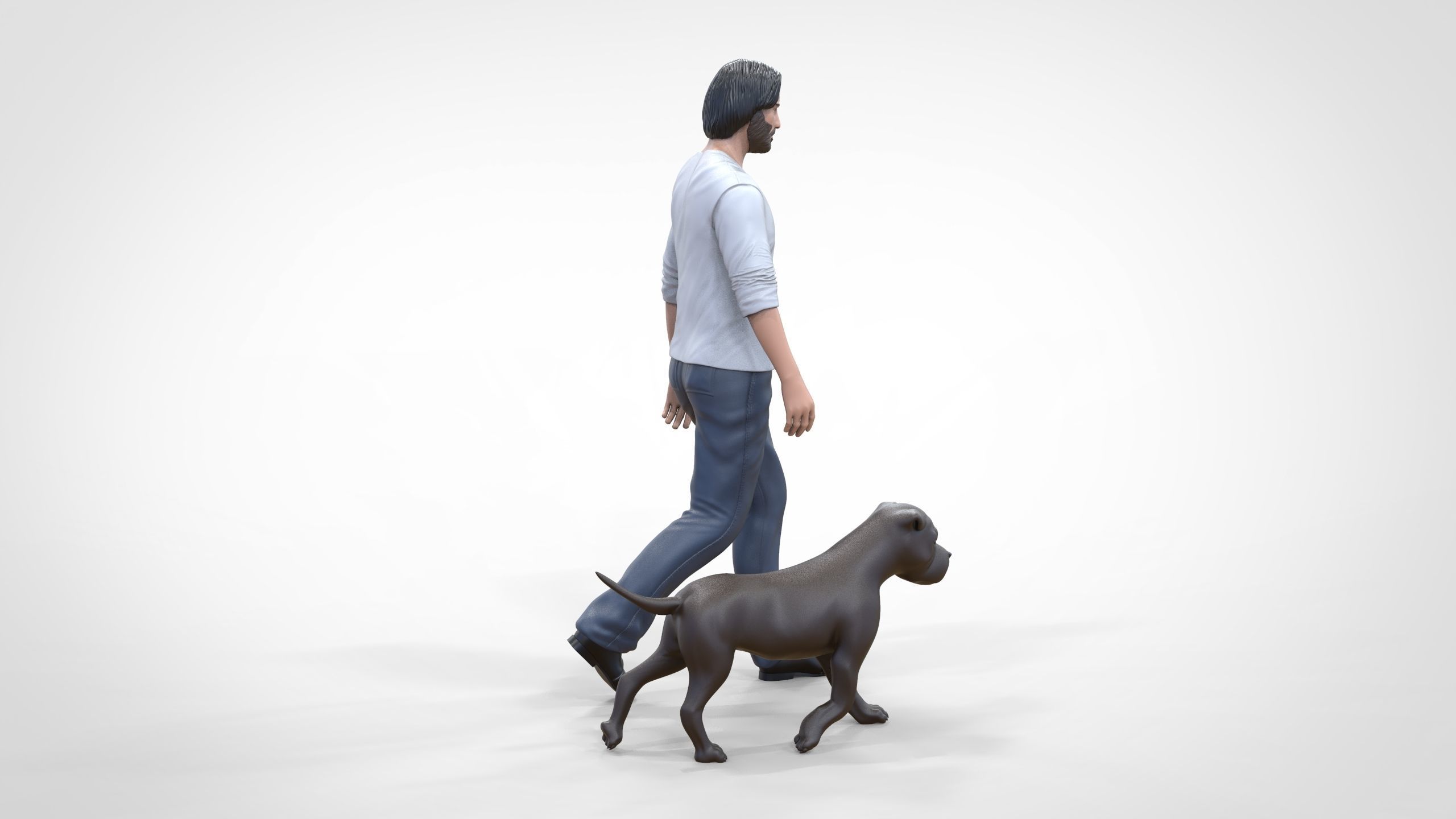 Keanu Reeves in John Wick movie with his dog 3D print model_8