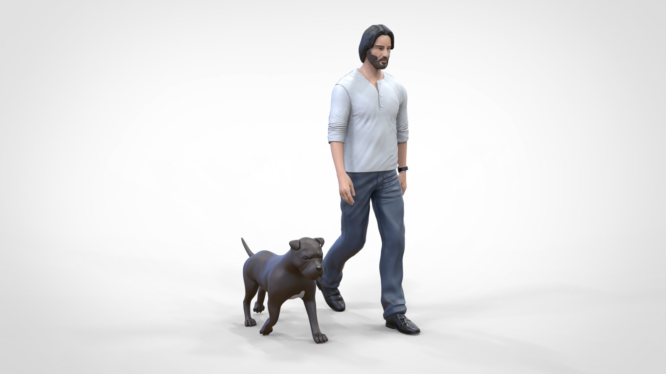 Keanu Reeves in John Wick movie with his dog 3D print model_16