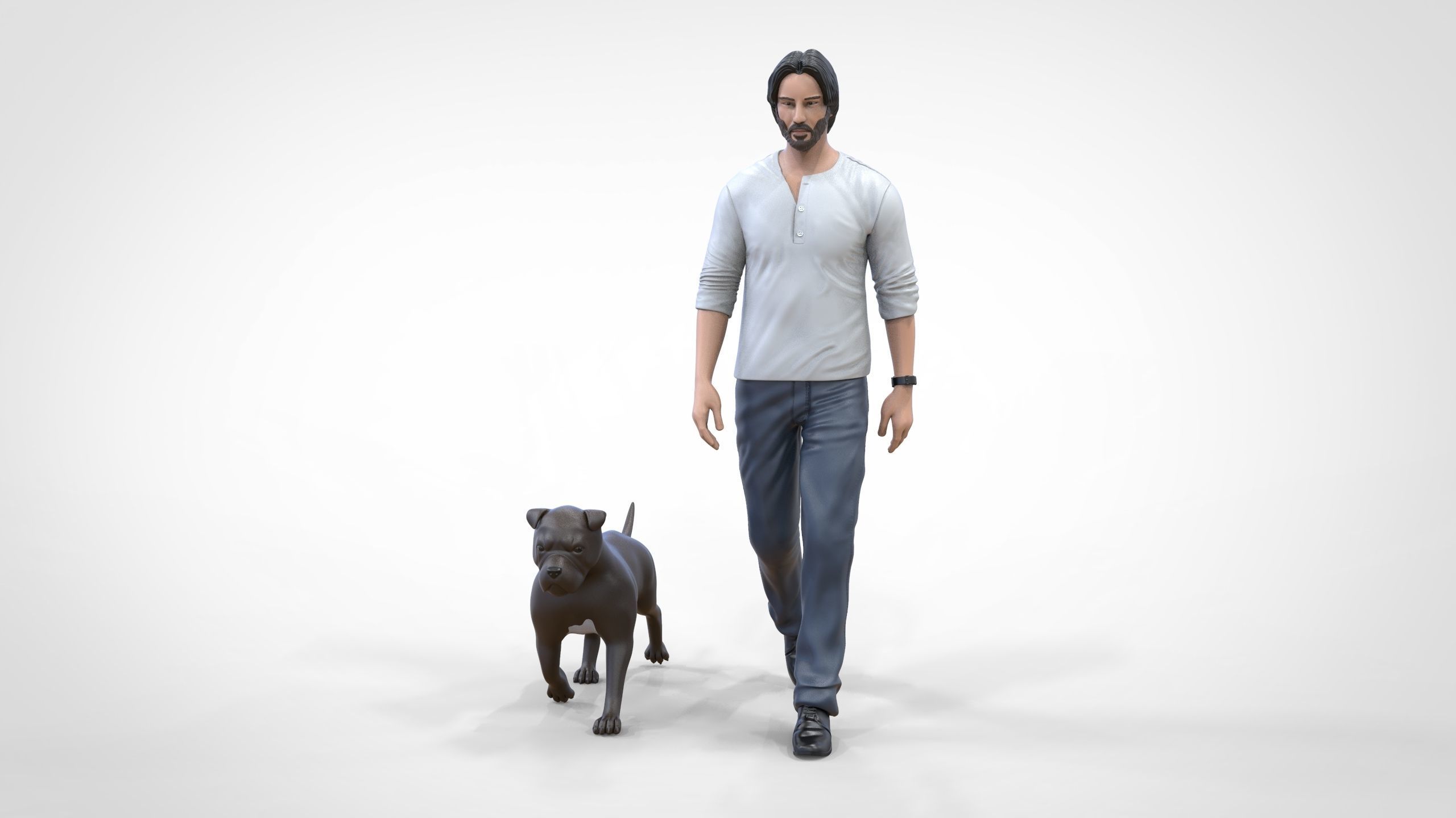 Keanu Reeves in John Wick movie with his dog 3D print model_19