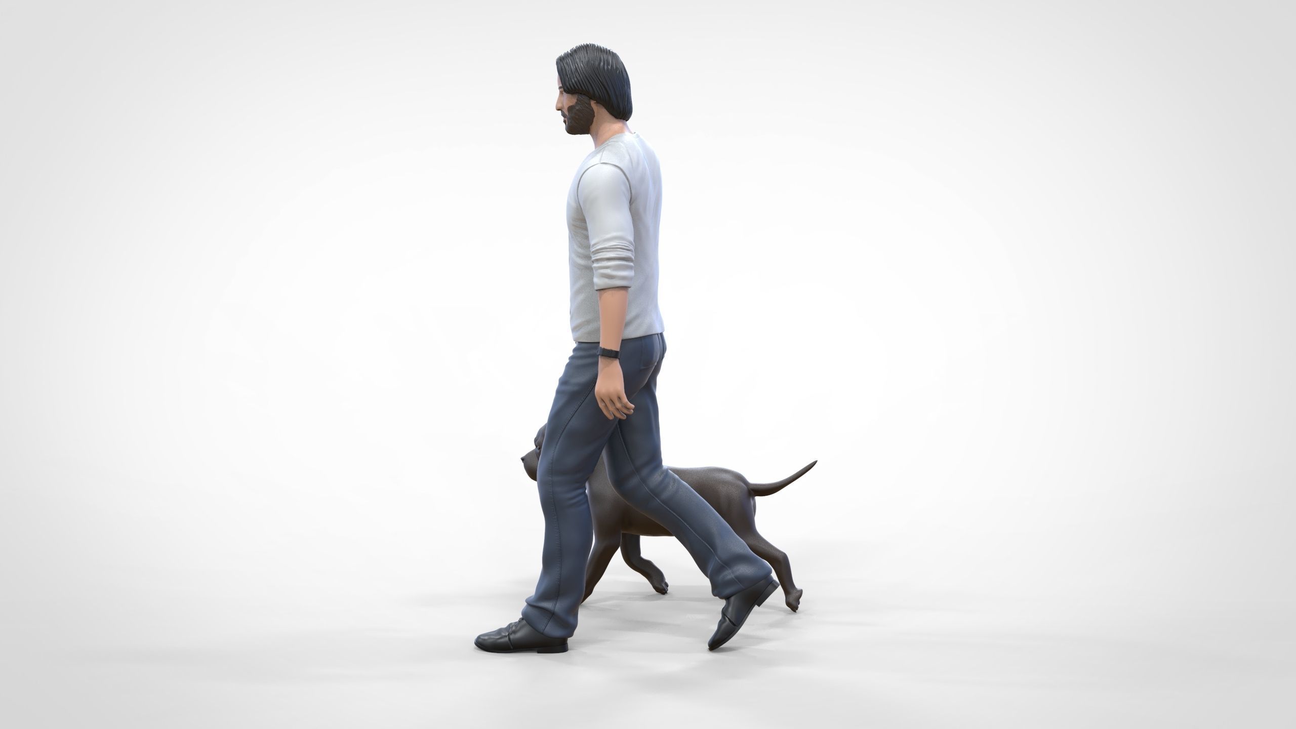 Keanu Reeves in John Wick movie with his dog 3D print model_28