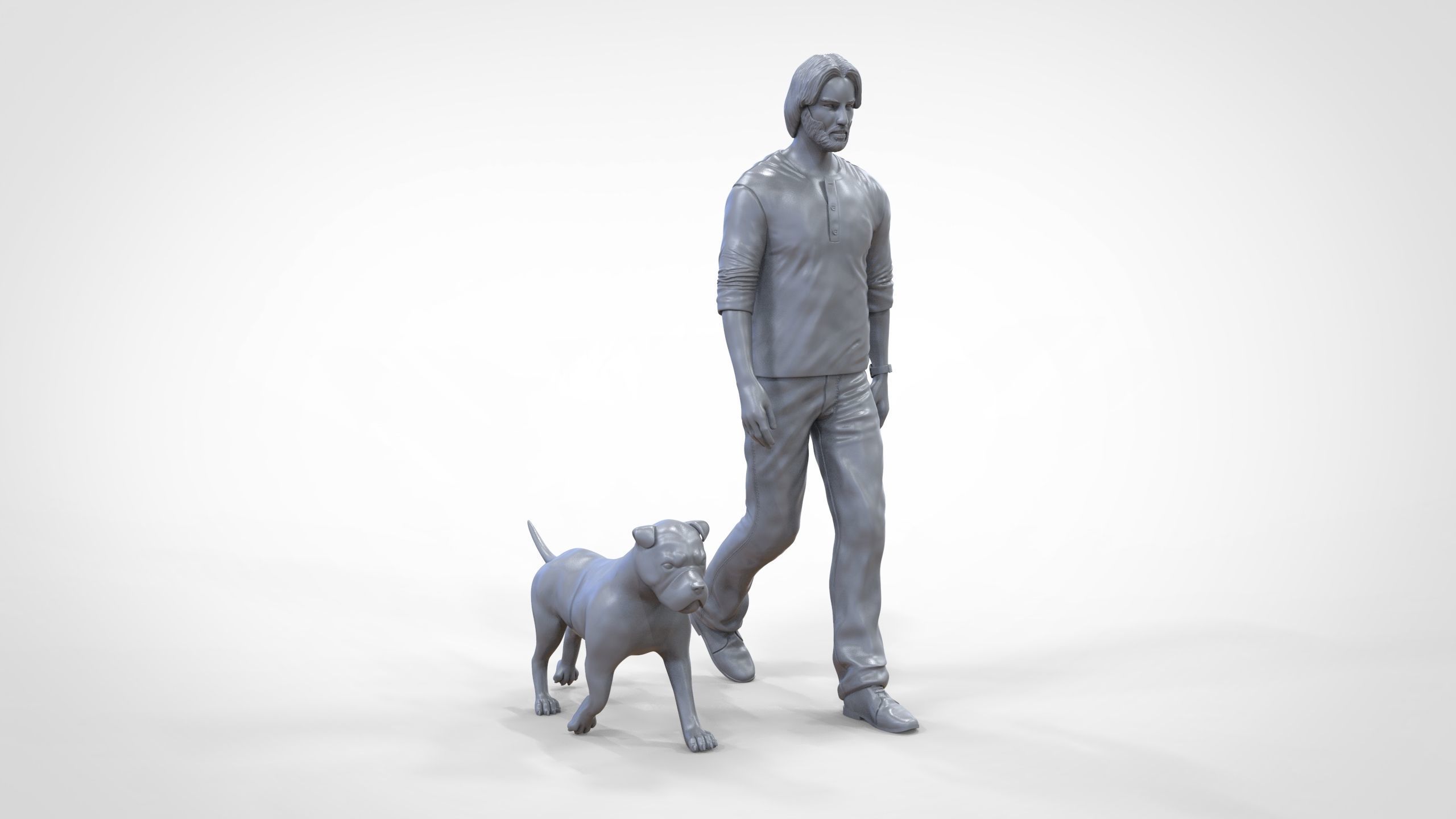 Keanu Reeves in John Wick movie with his dog 3D print model_44