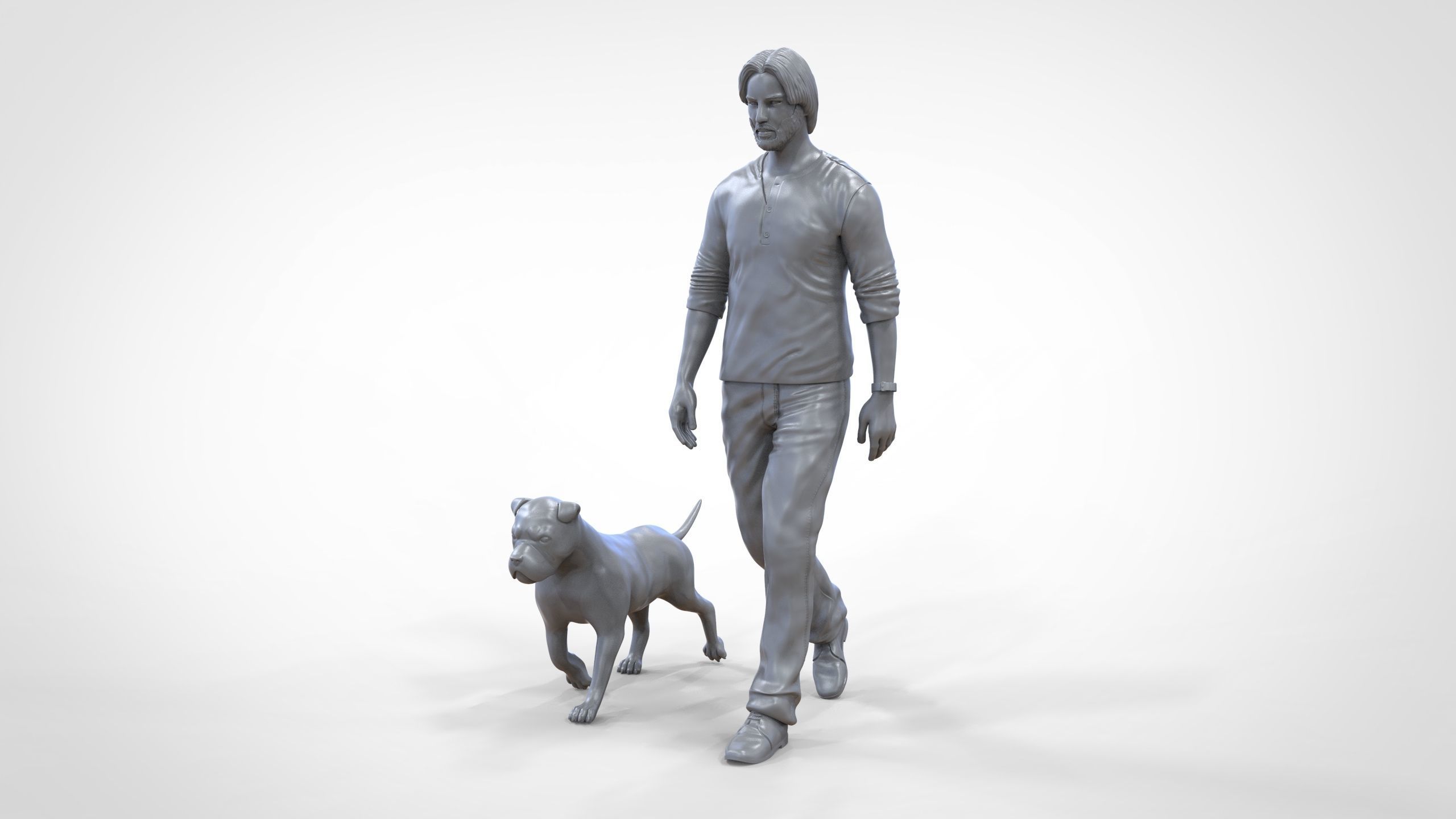 Keanu Reeves in John Wick movie with his dog 3D print model_46