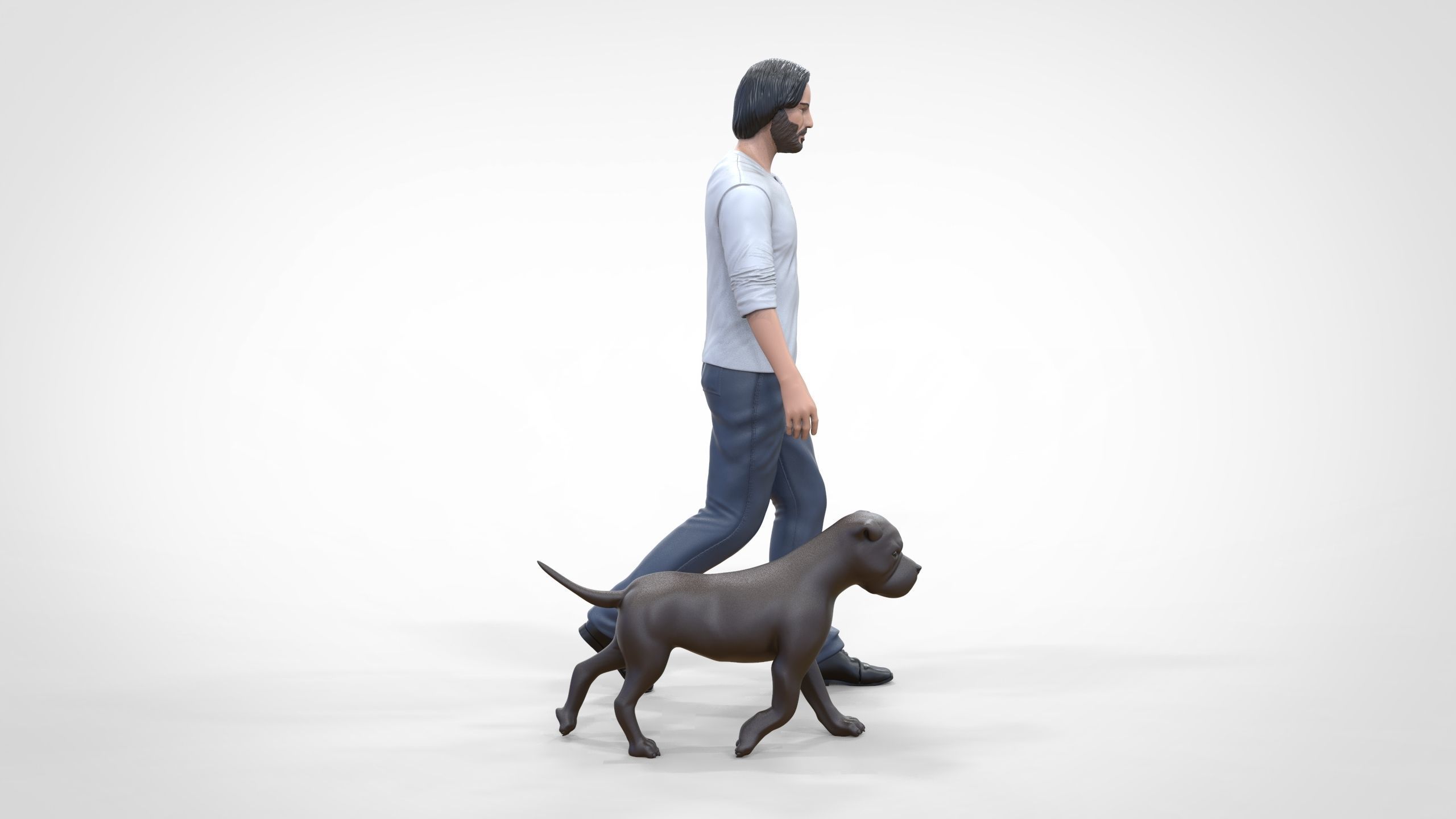 Keanu Reeves in John Wick movie with his dog 3D print model_10