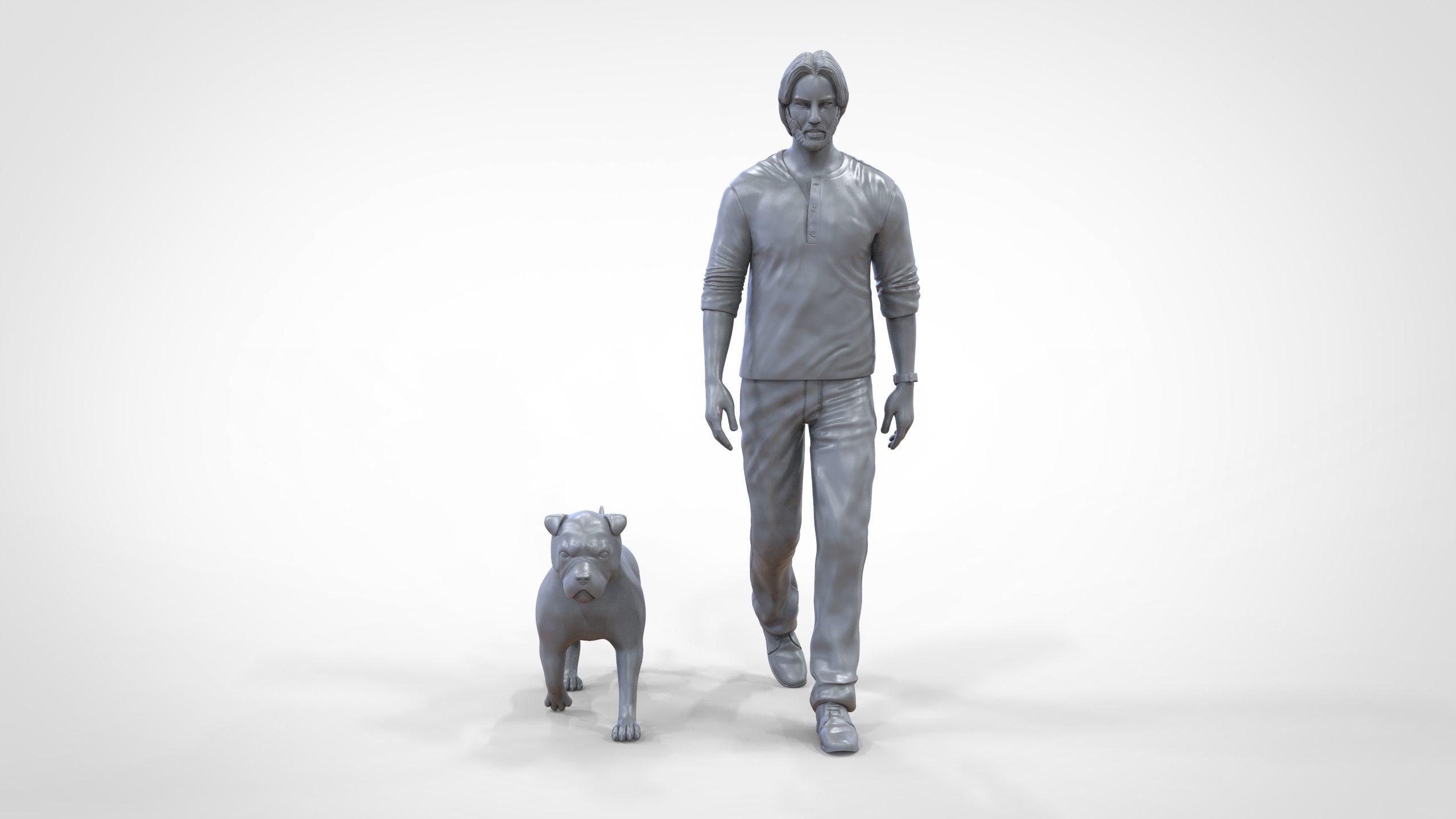 Keanu Reeves in John Wick movie with his dog 3D print model_45