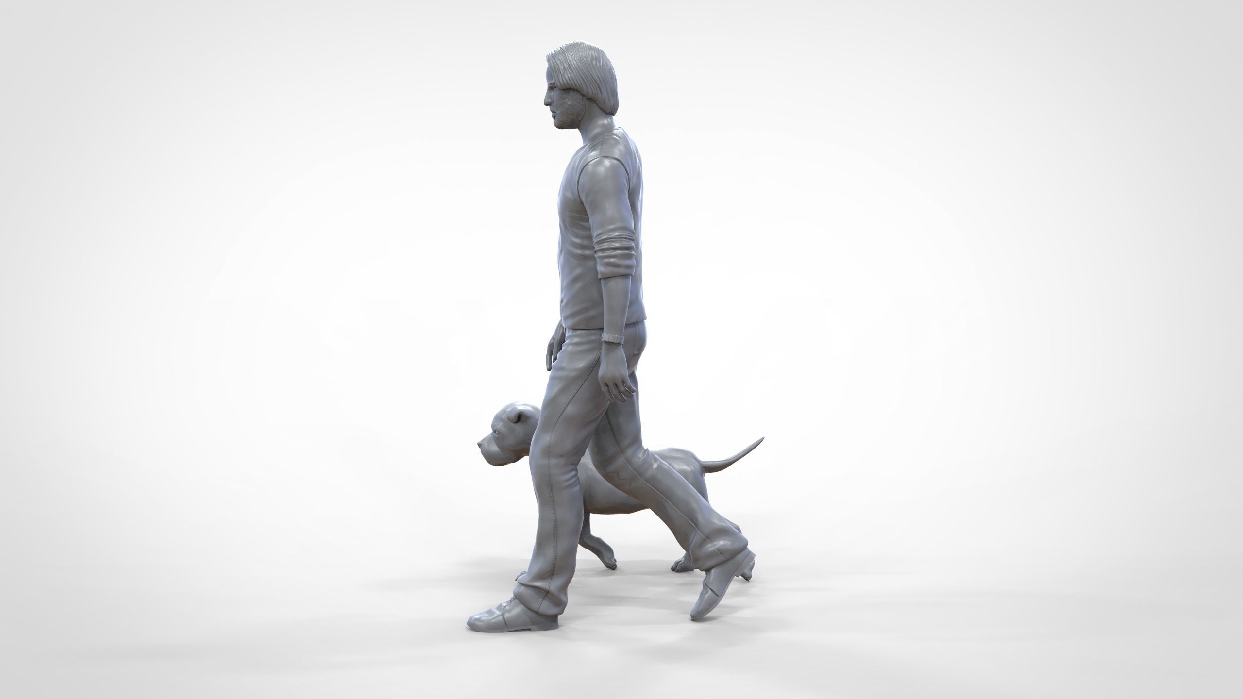 Keanu Reeves in John Wick movie with his dog 3D print model_48