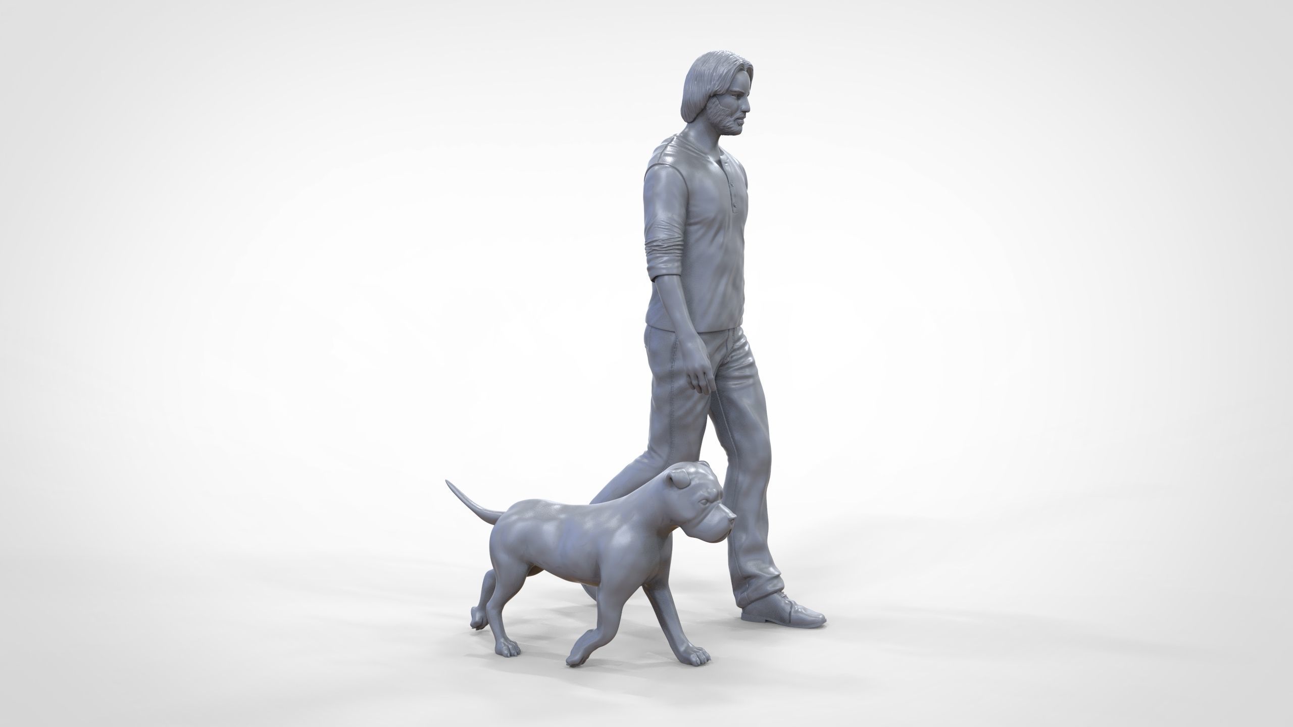 Keanu Reeves in John Wick movie with his dog 3D print model_43