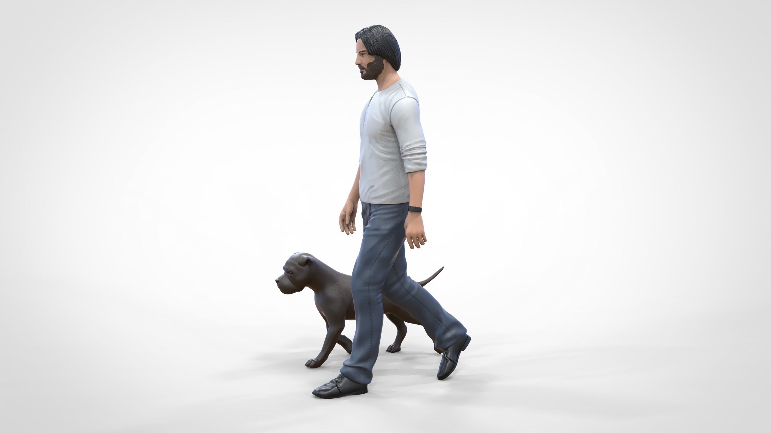 Keanu Reeves in John Wick movie with his dog 3D print model_25