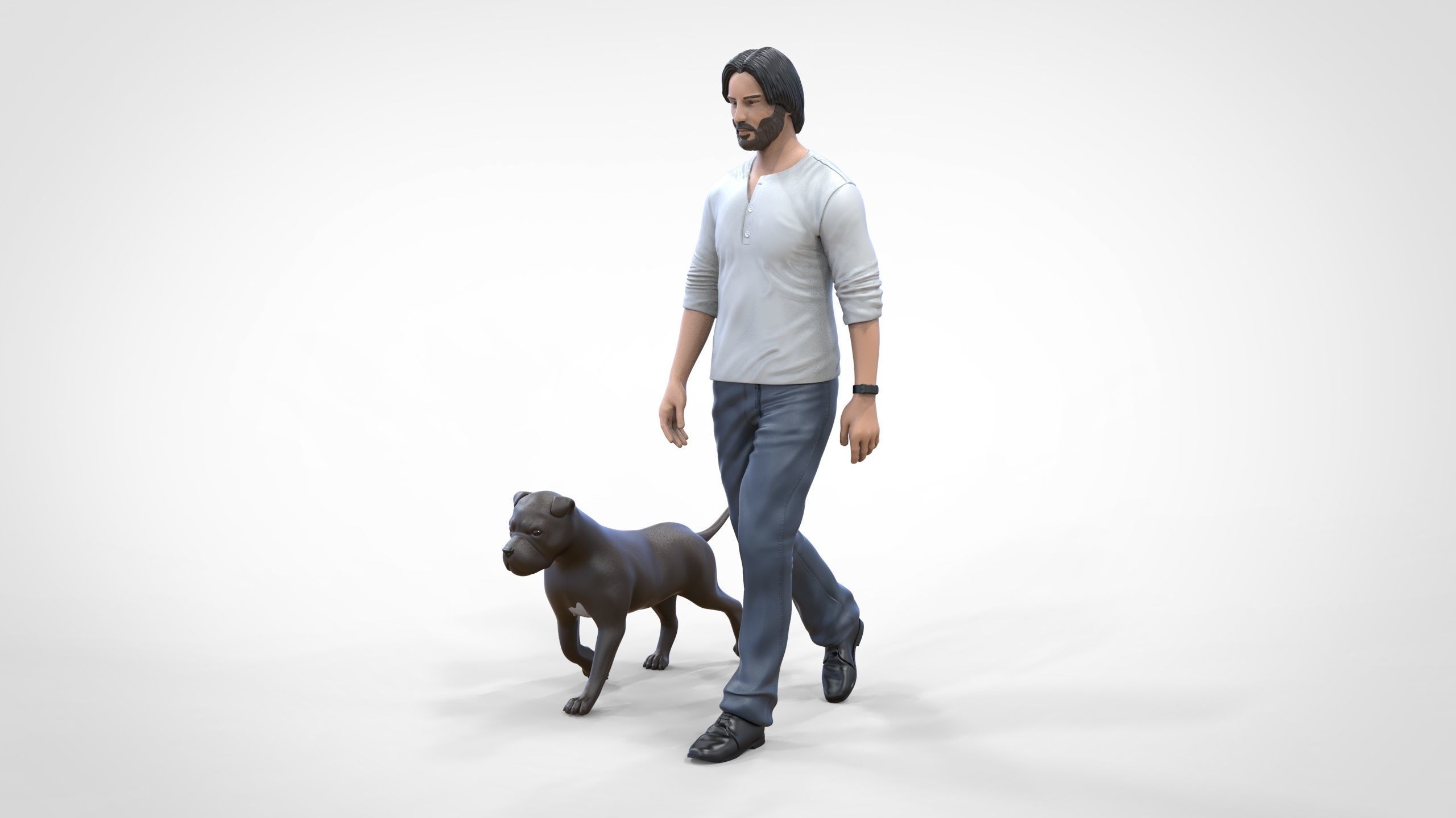 Keanu Reeves in John Wick movie with his dog 3D print model_22