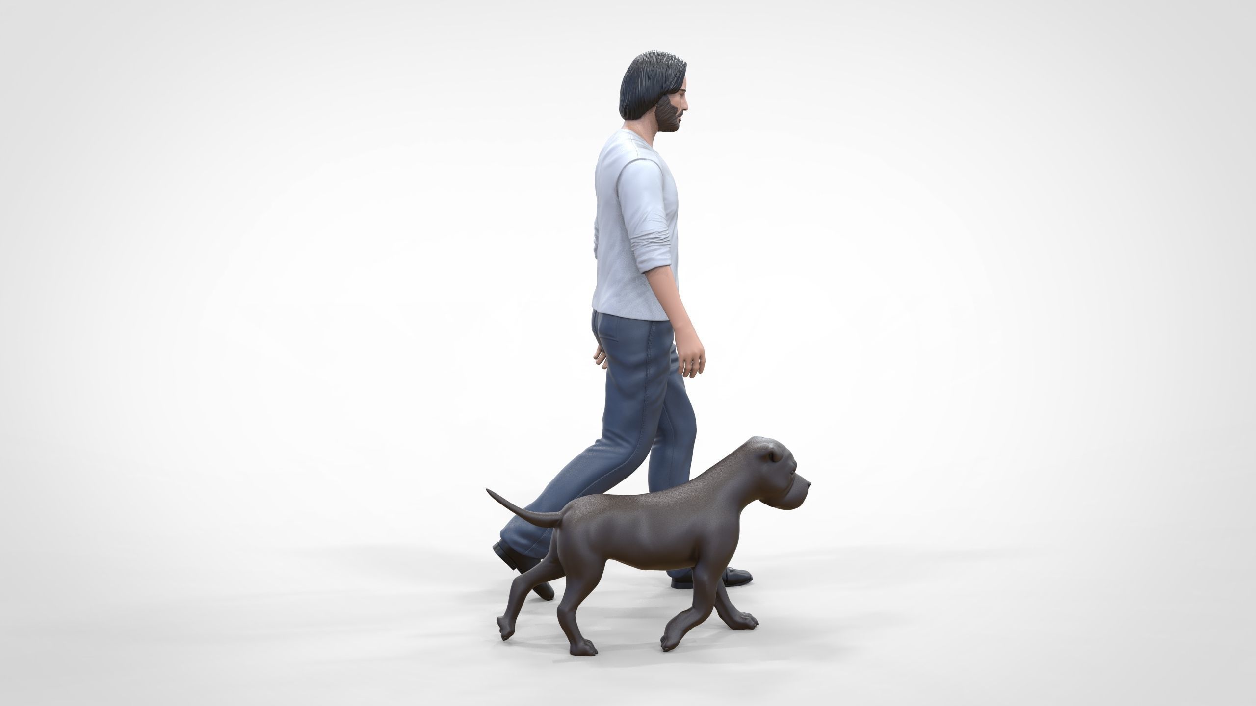 Keanu Reeves in John Wick movie with his dog 3D print model_9