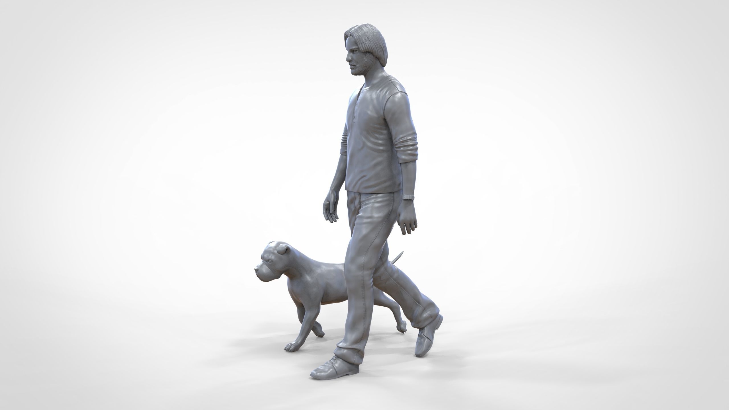 Keanu Reeves in John Wick movie with his dog 3D print model_47