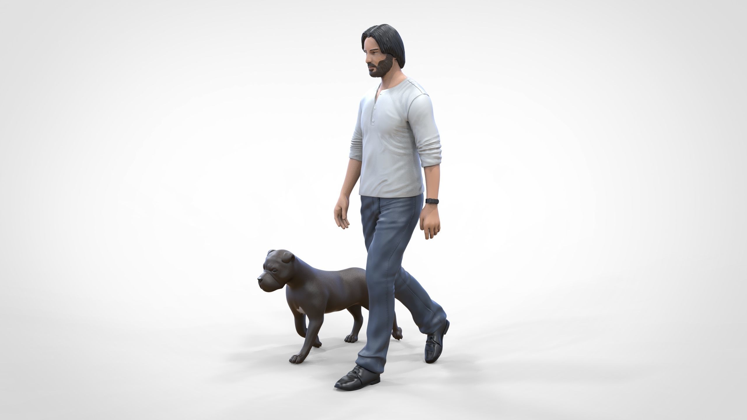 Keanu Reeves in John Wick movie with his dog 3D print model_23