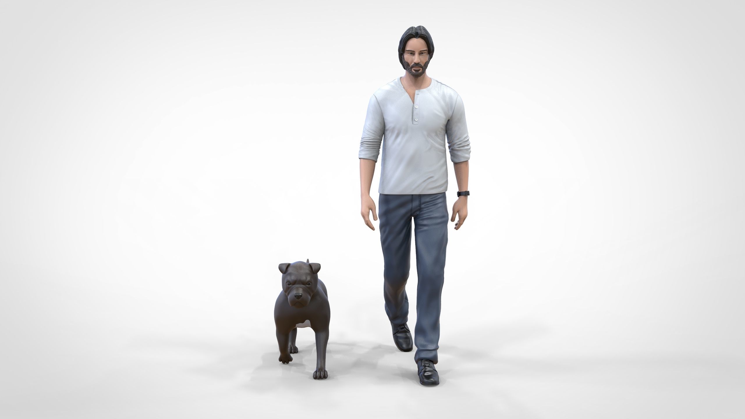 Keanu Reeves in John Wick movie with his dog 3D print model_18