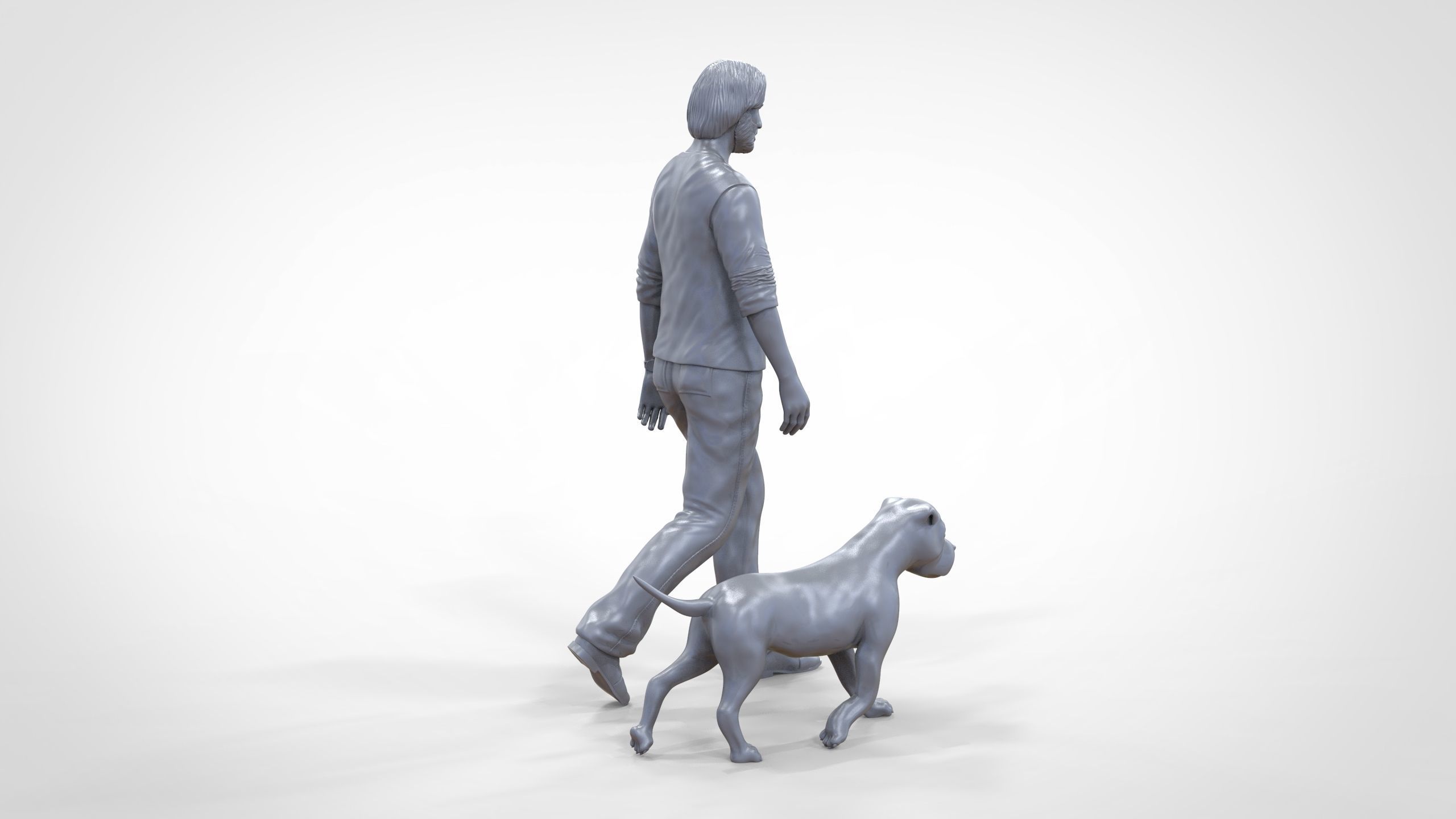 Keanu Reeves in John Wick movie with his dog 3D print model_41