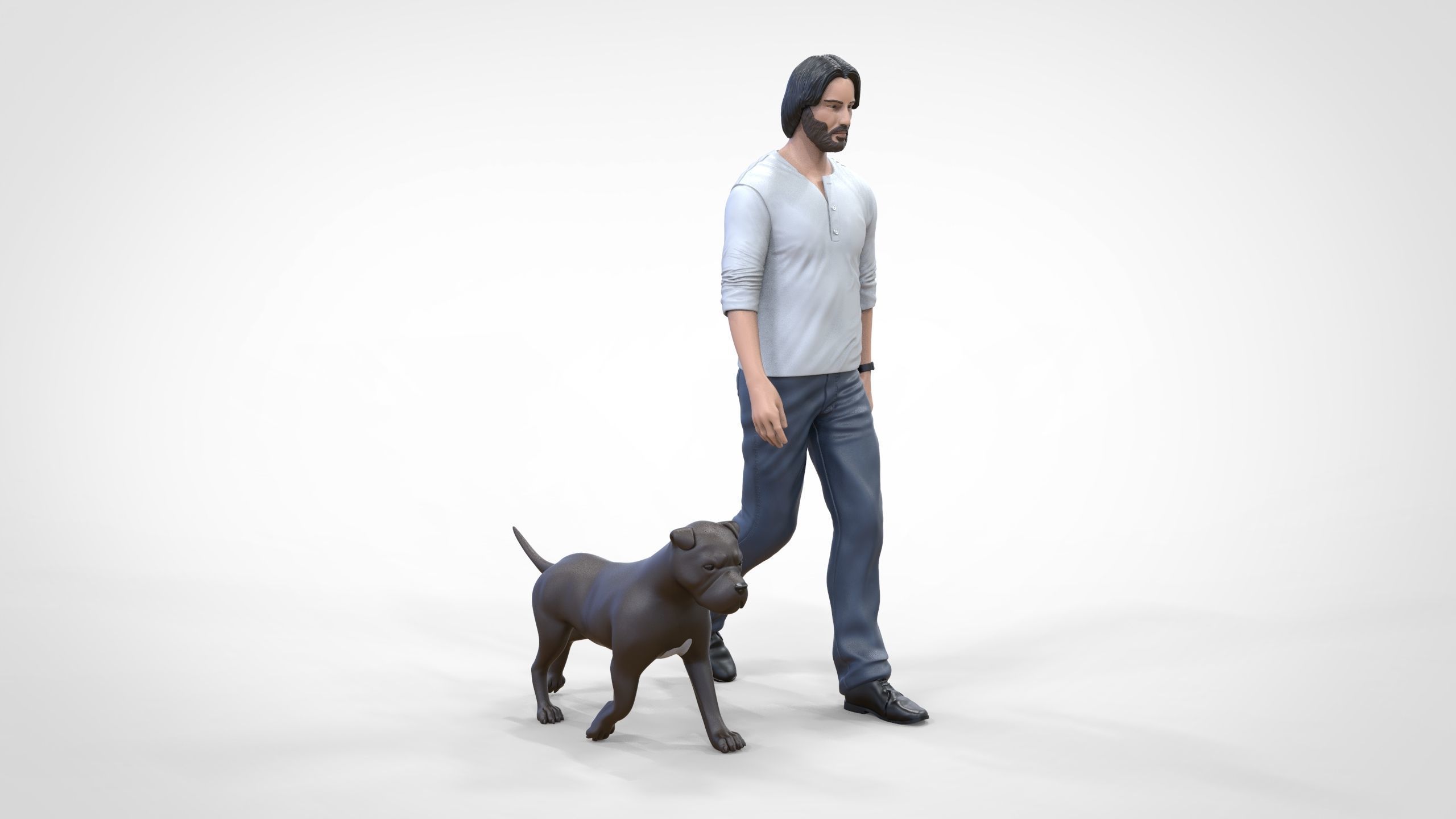 Keanu Reeves in John Wick movie with his dog 3D print model_15