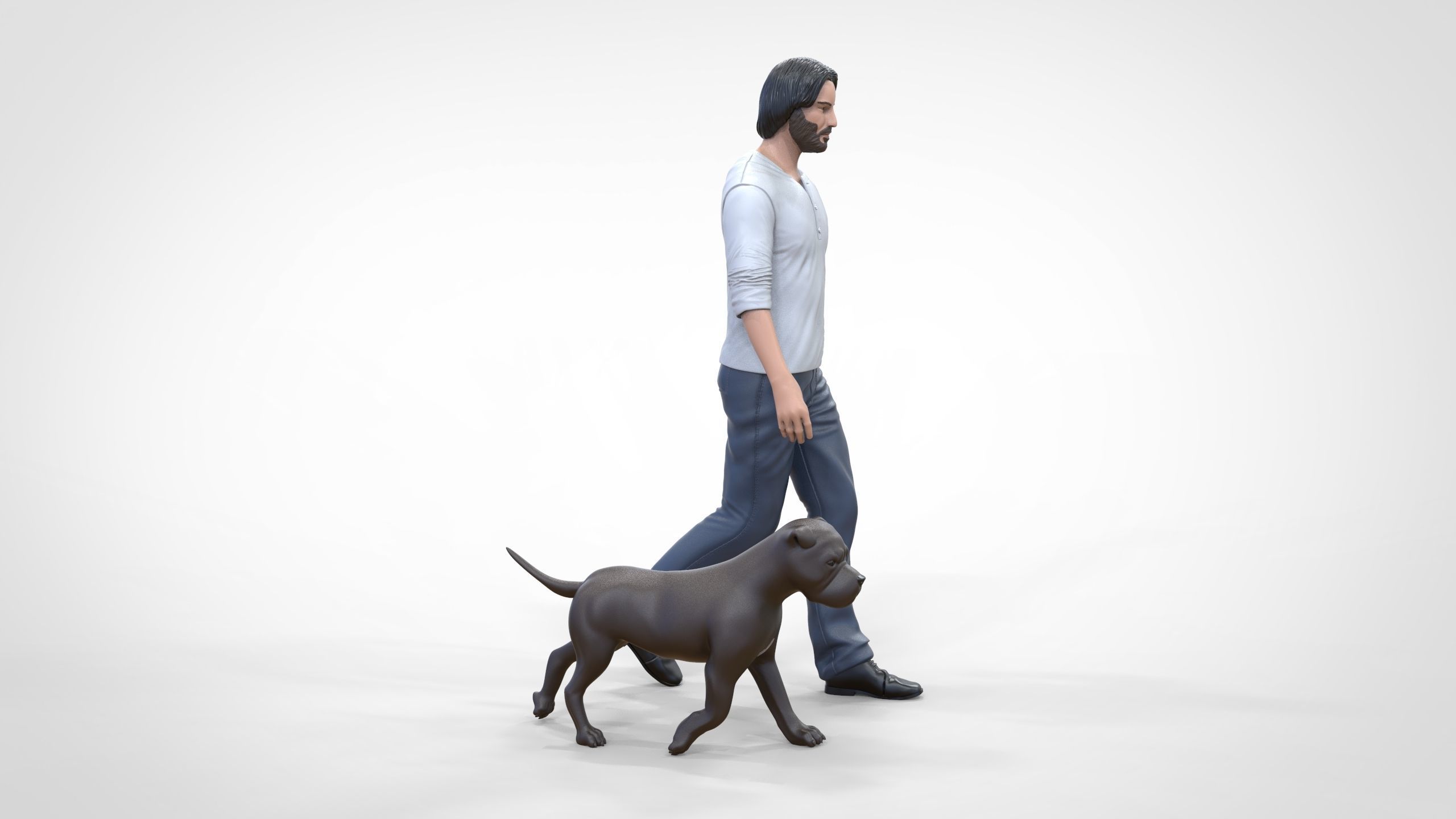 Keanu Reeves in John Wick movie with his dog 3D print model_12