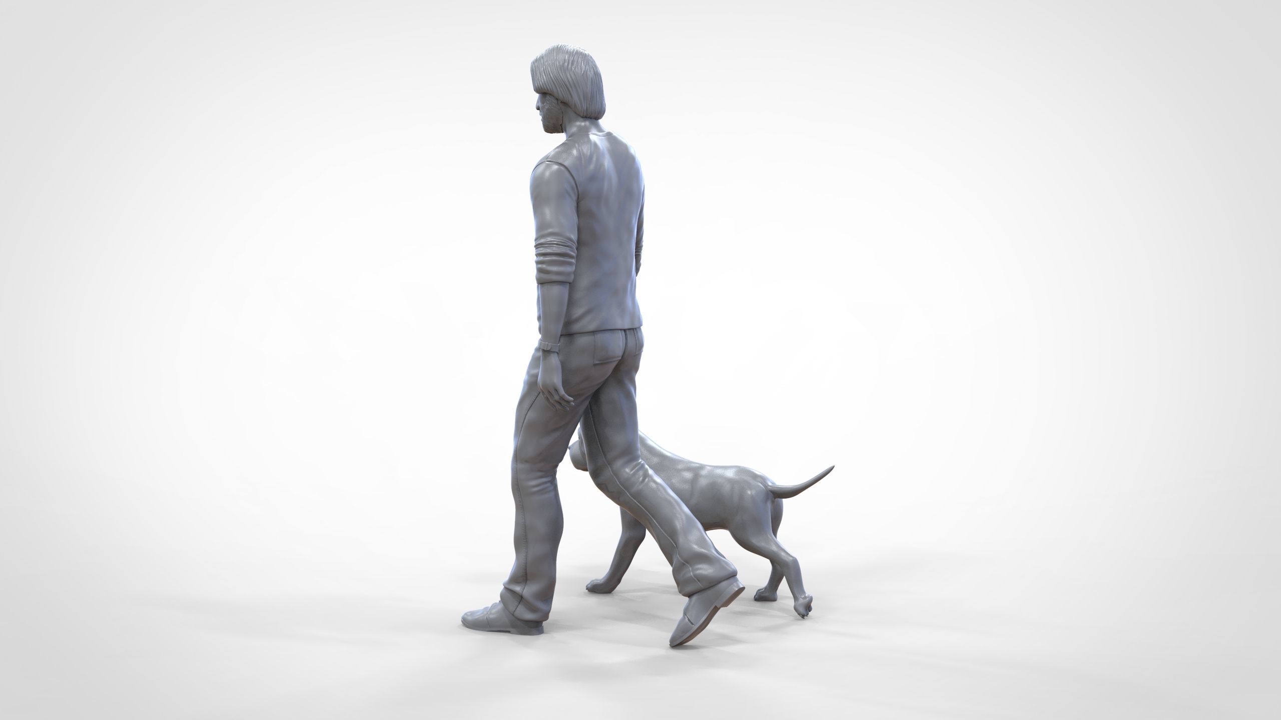 Keanu Reeves in John Wick movie with his dog 3D print model_49