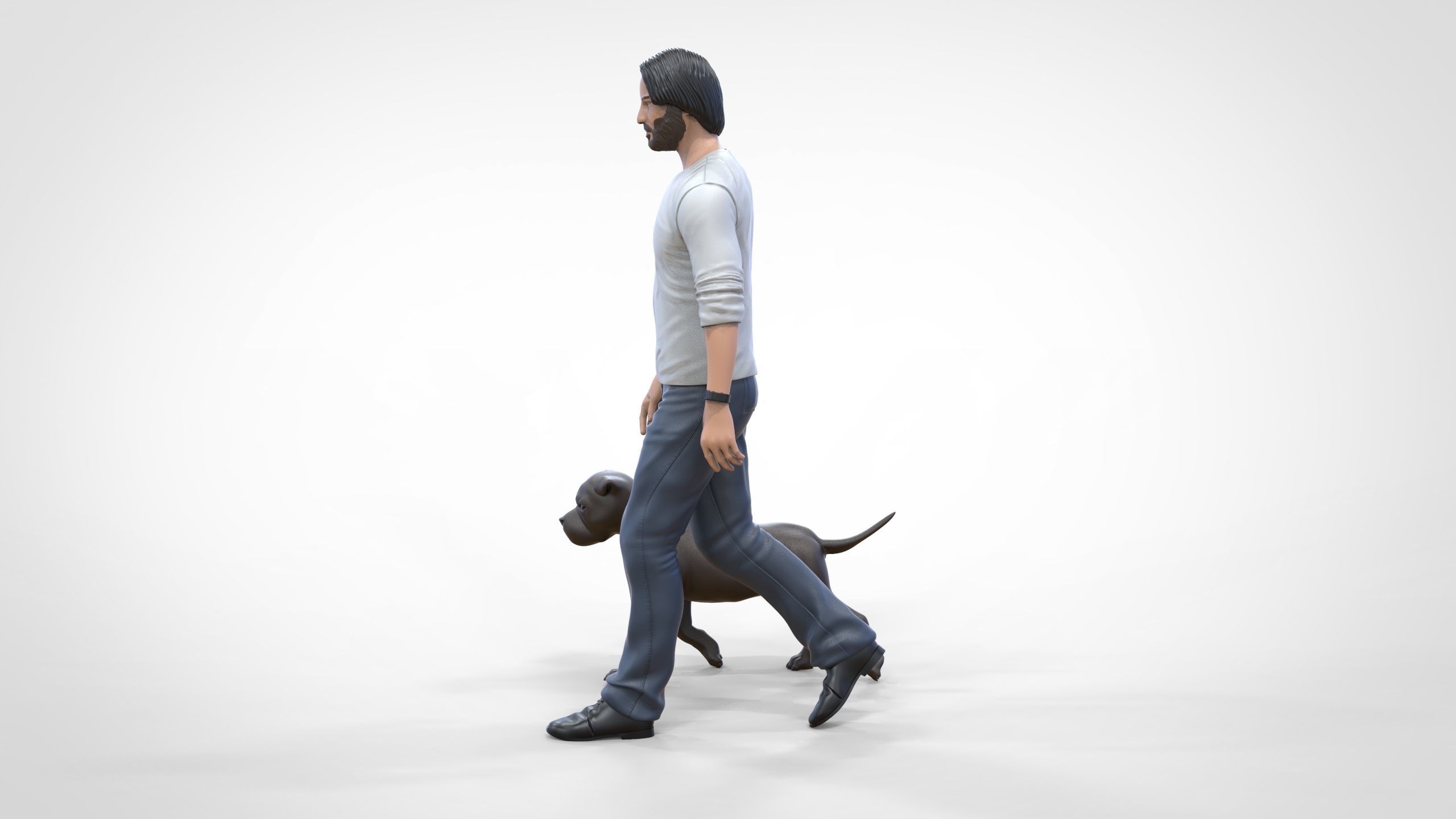 Keanu Reeves in John Wick movie with his dog 3D print model_27