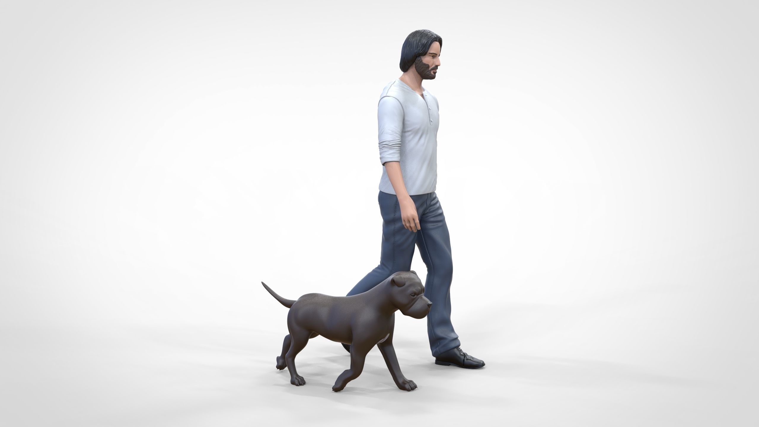Keanu Reeves in John Wick movie with his dog 3D print model_13
