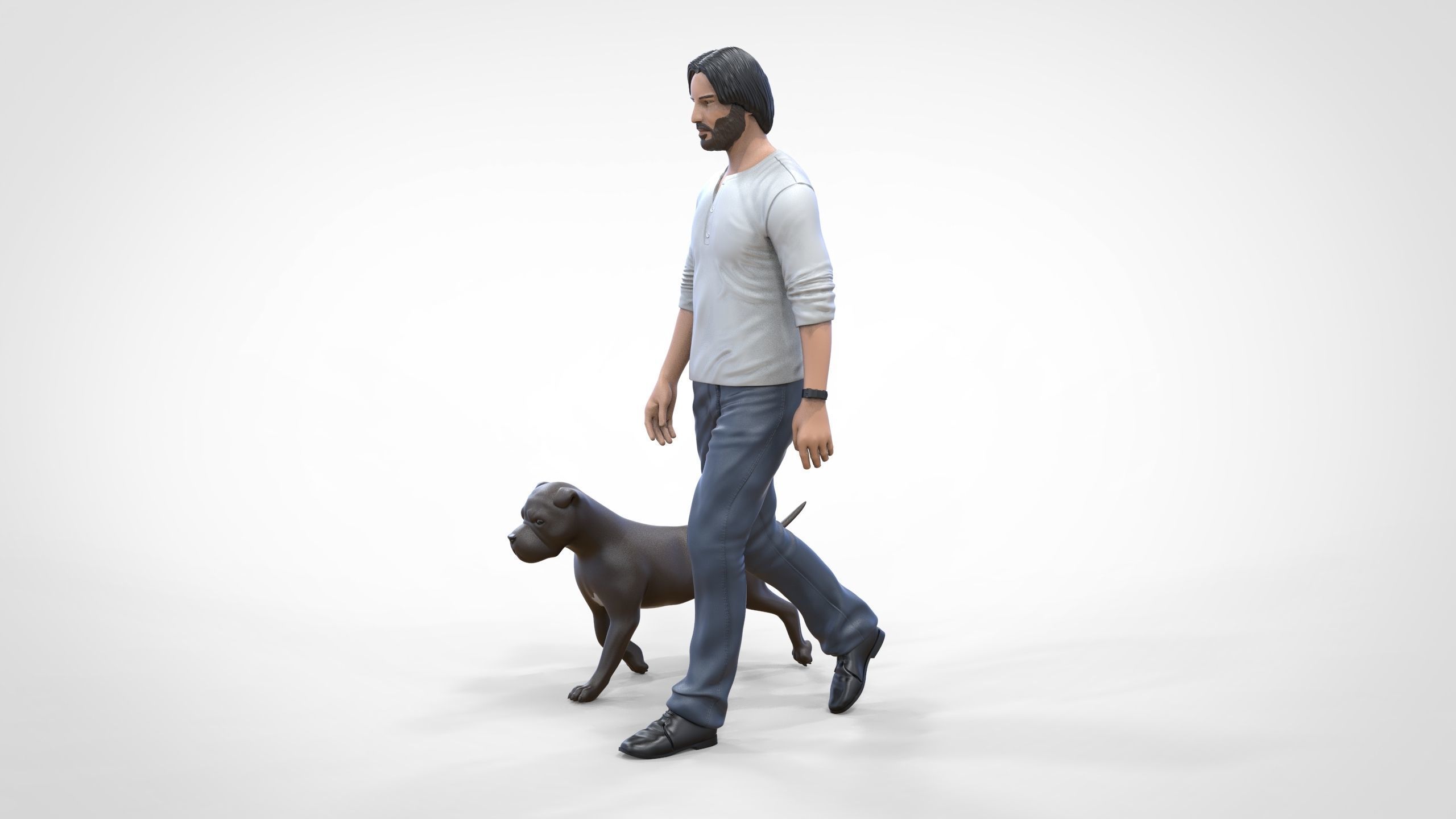 Keanu Reeves in John Wick movie with his dog 3D print model_24