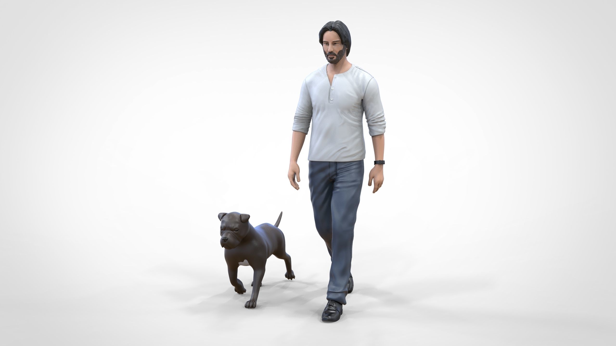 Keanu Reeves in John Wick movie with his dog 3D print model_20