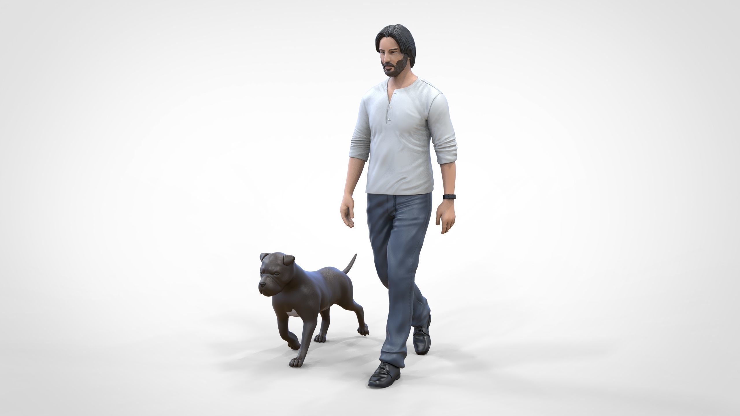 Keanu Reeves in John Wick movie with his dog 3D print model_21