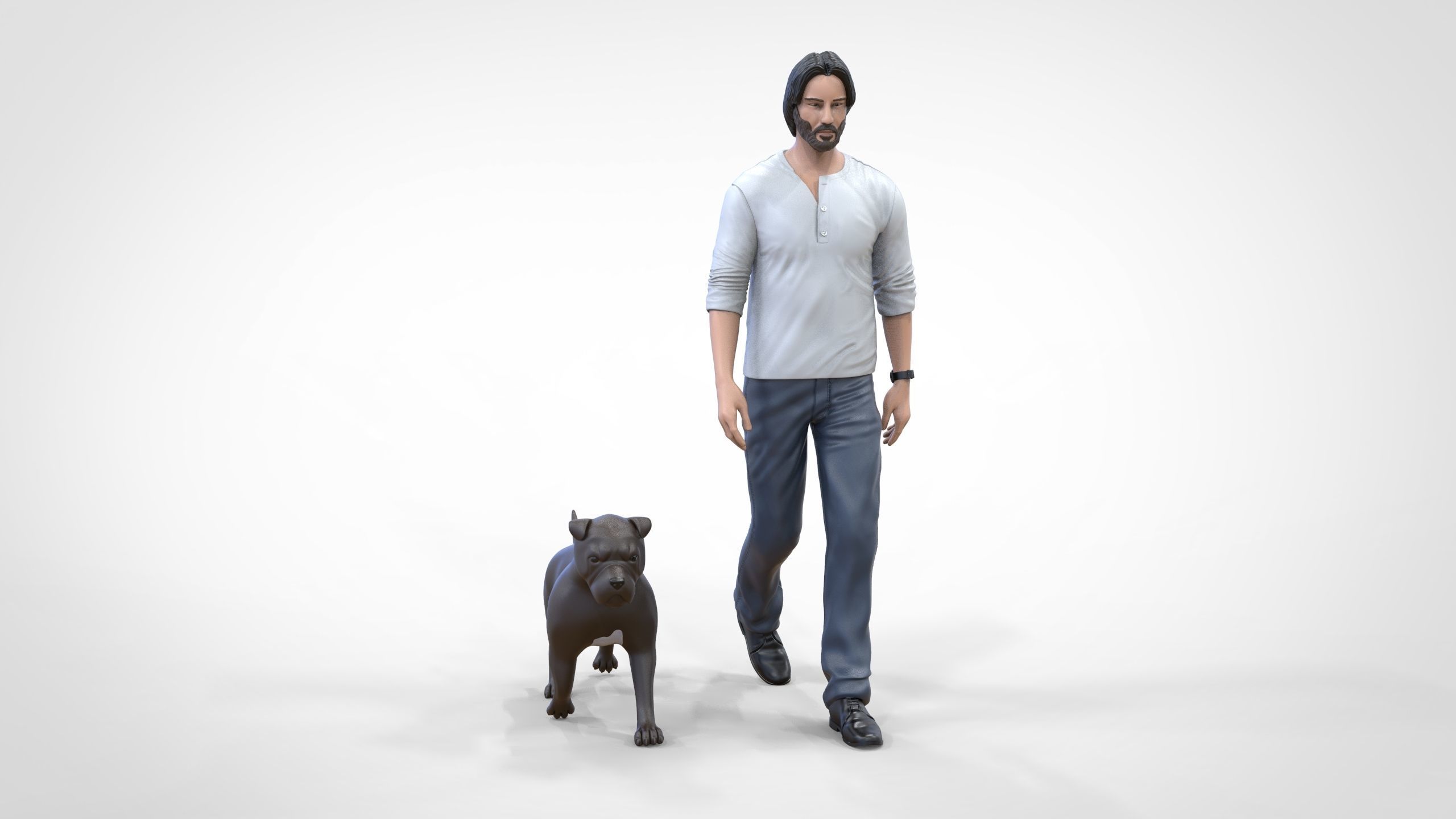 Keanu Reeves in John Wick movie with his dog 3D print model_17