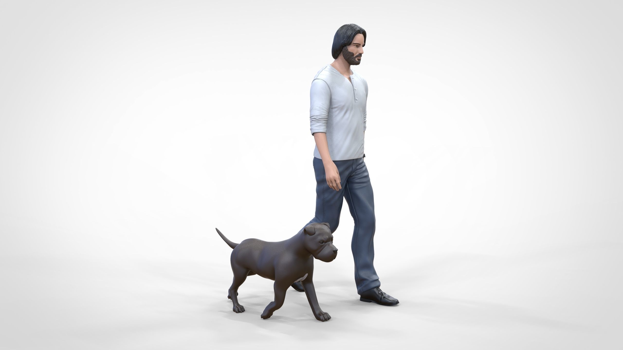 Keanu Reeves in John Wick movie with his dog 3D print model_14