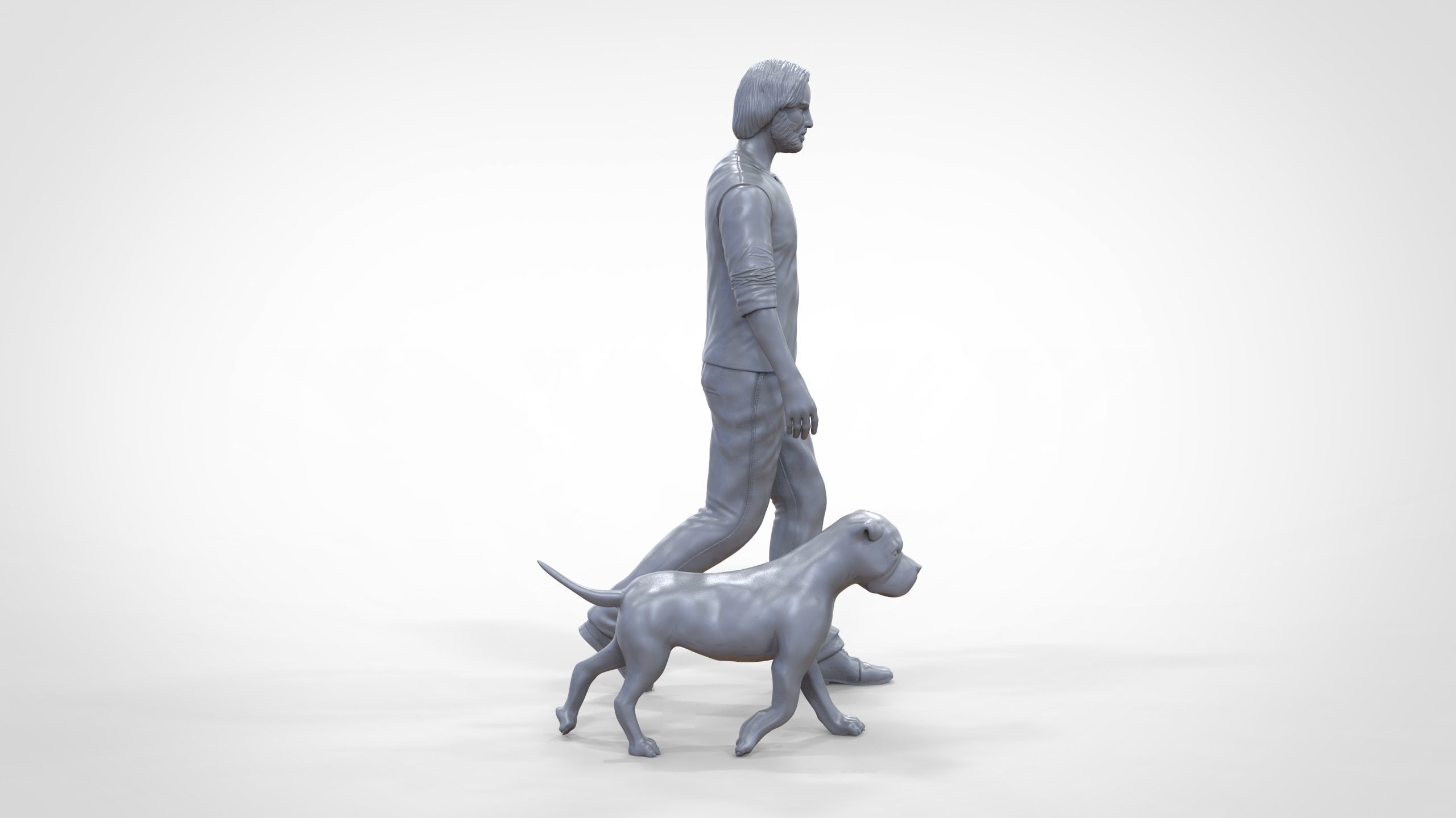 Keanu Reeves in John Wick movie with his dog 3D print model_42