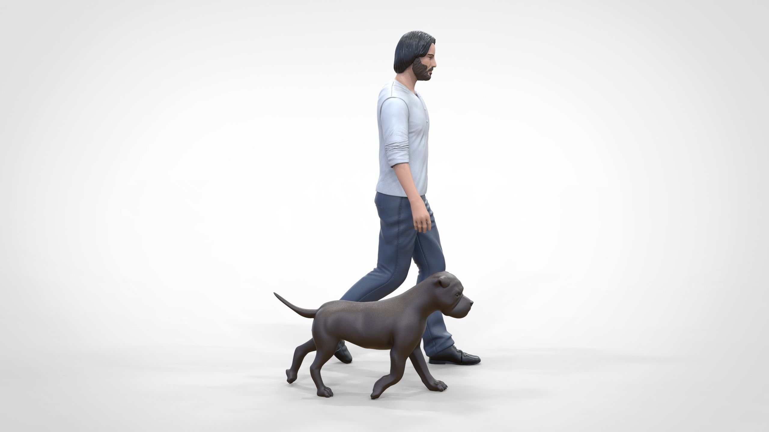 Keanu Reeves in John Wick movie with his dog 3D print model_11