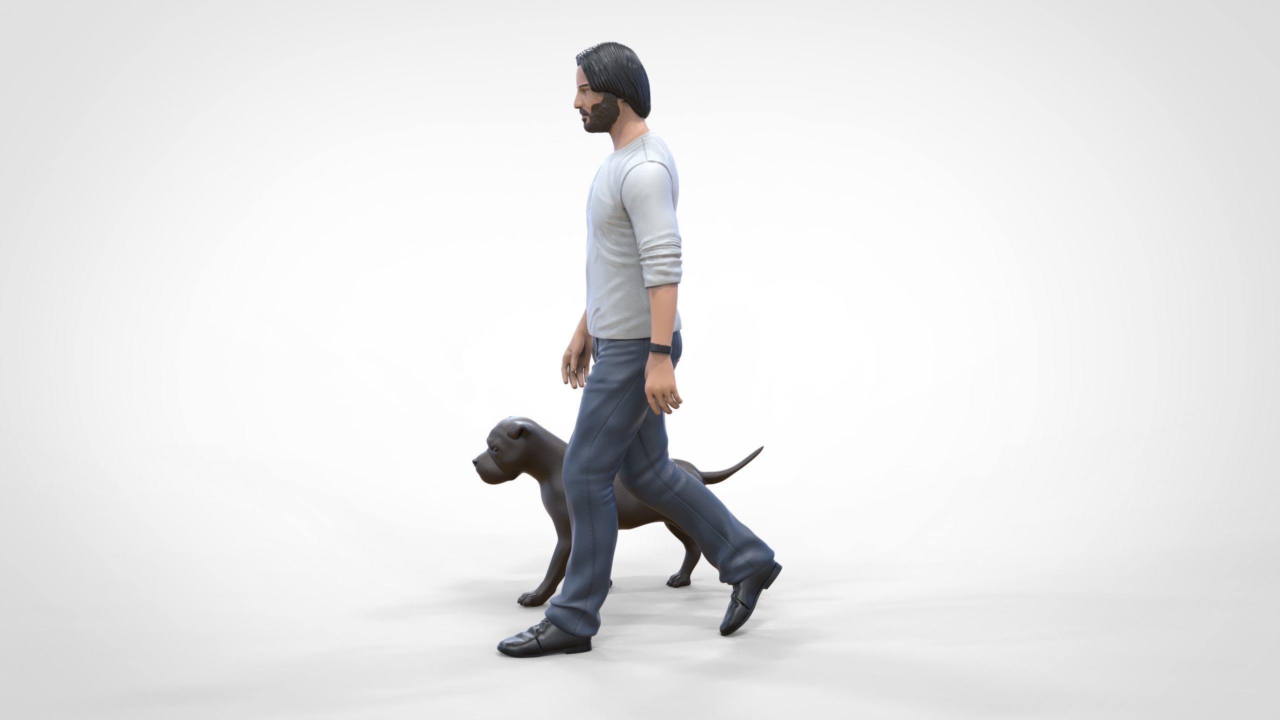 Keanu Reeves in John Wick movie with his dog 3D print model_26