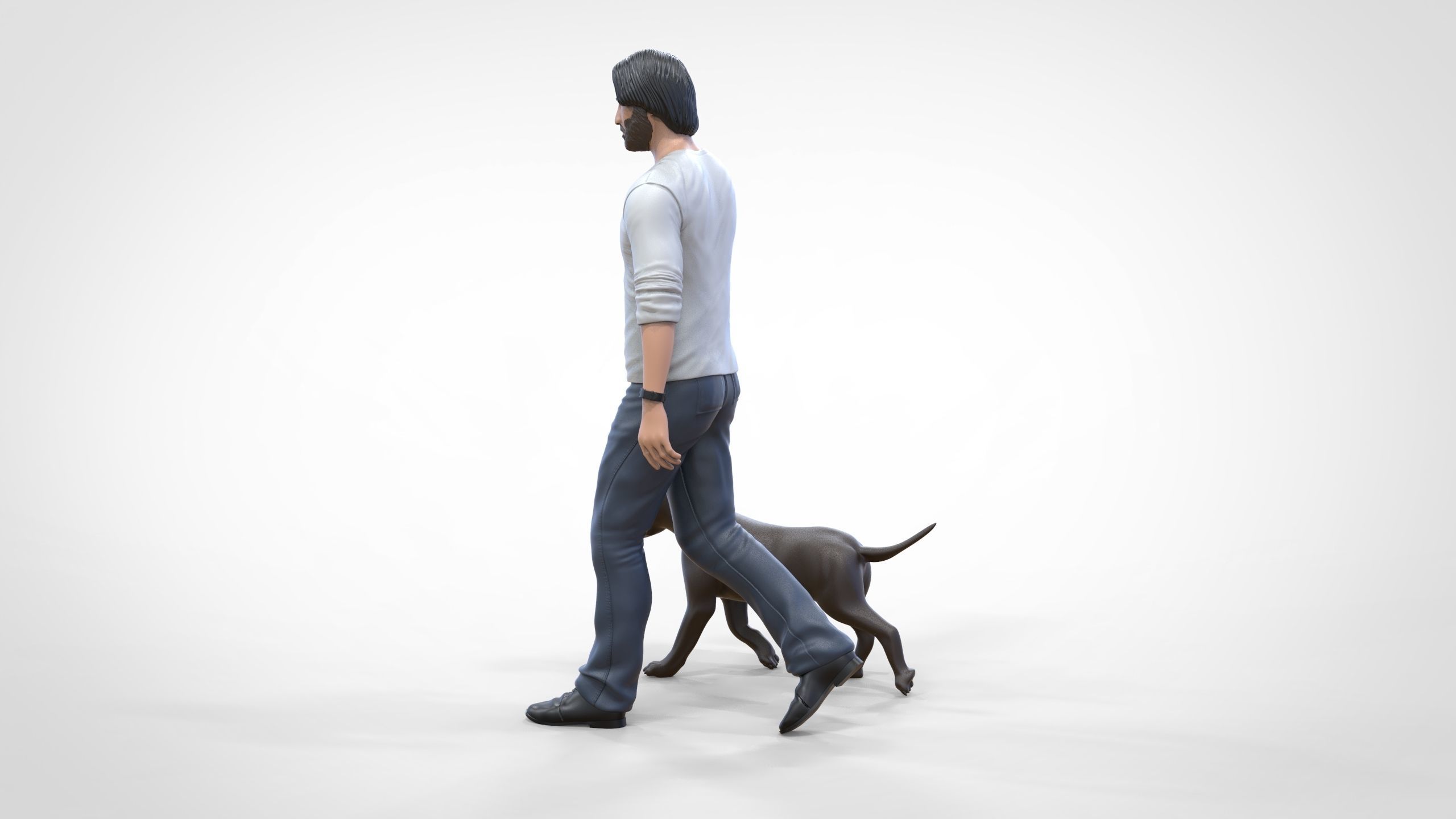 Keanu Reeves in John Wick movie with his dog 3D print model_29