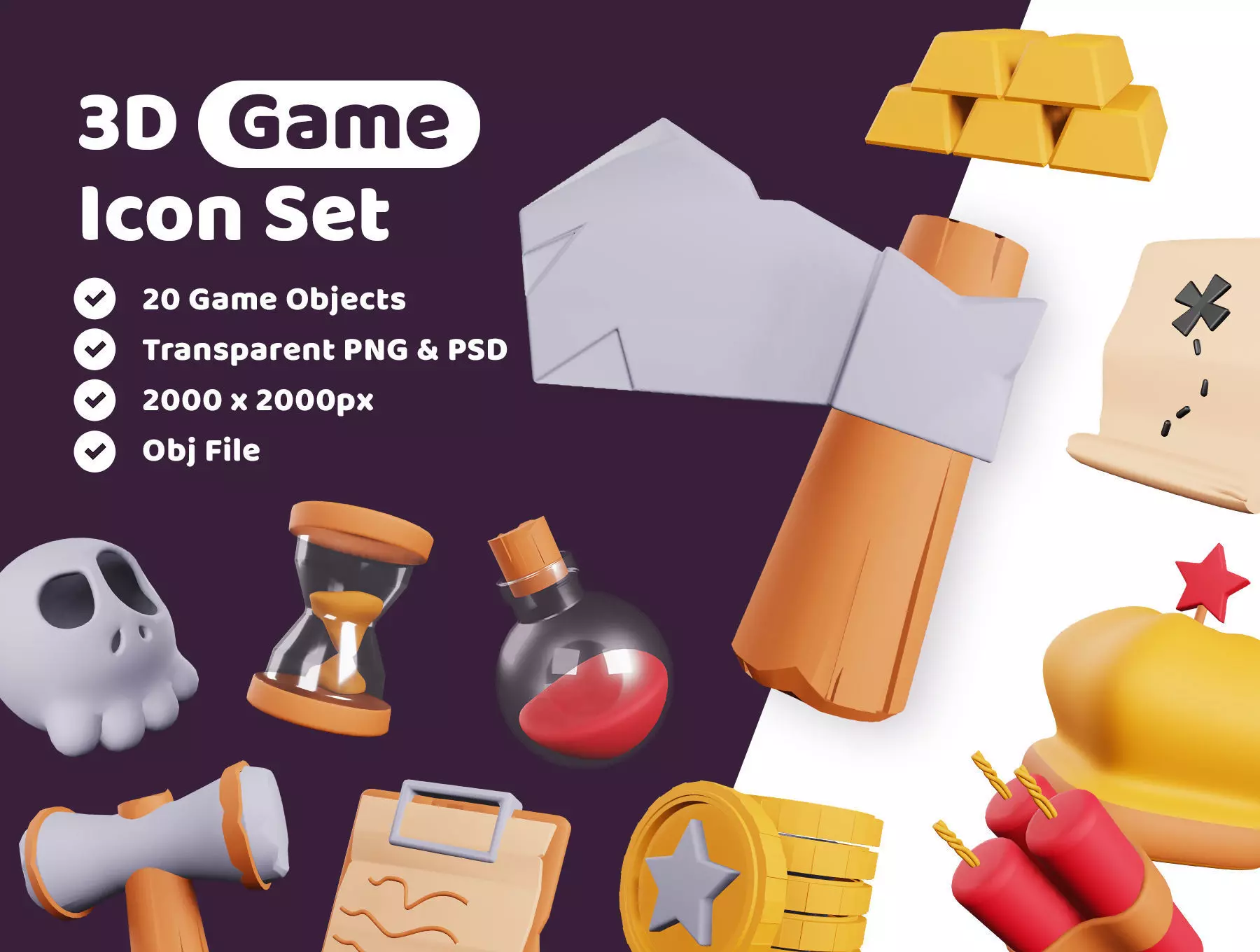 Game Icon Pack 3D Model Low-poly 3D model_0