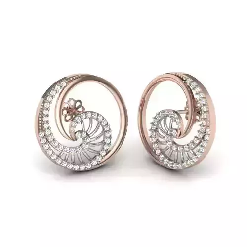 Earring pair of rose gold earrings with diamonds 3D print model