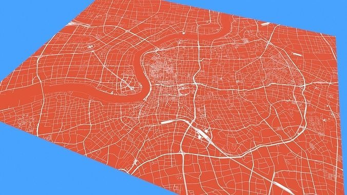 Streets and roads City Shanghai China 3D model 3