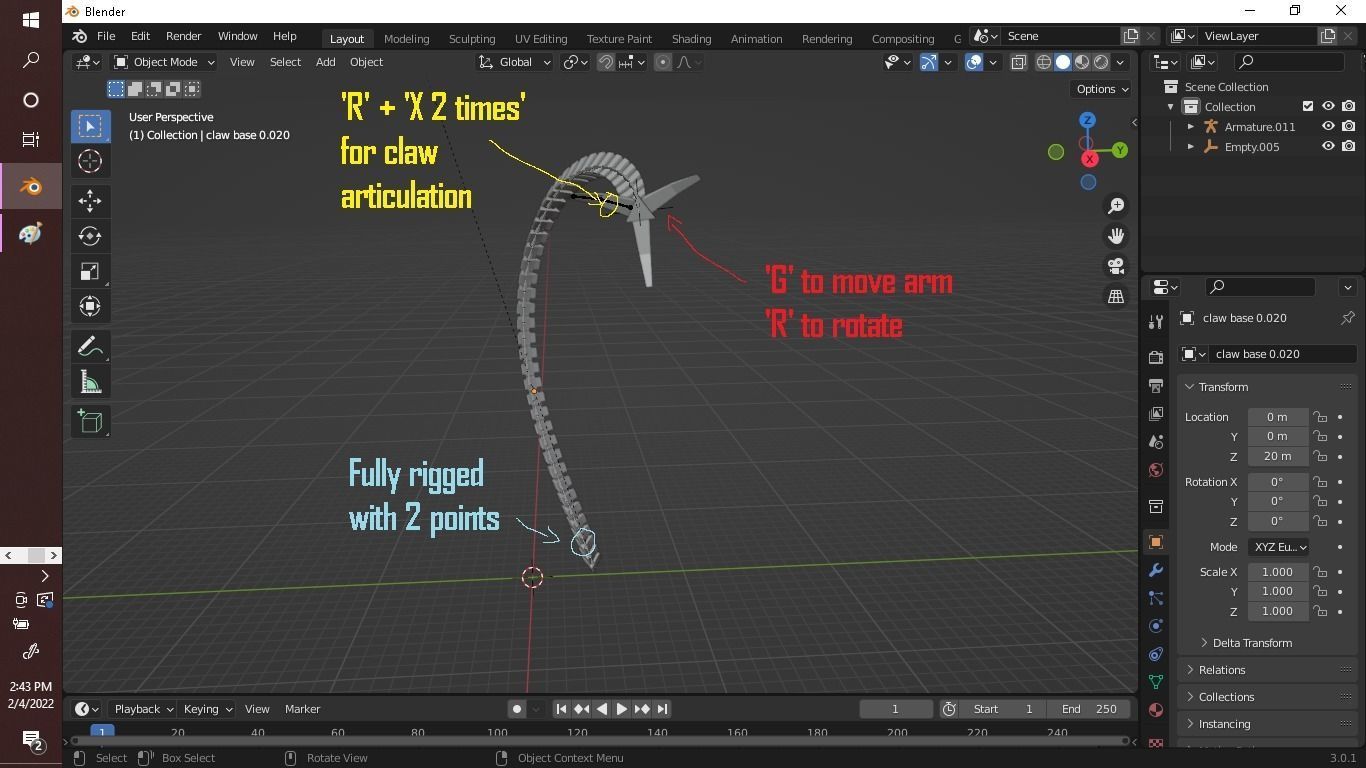 Doctor Octopus Doc Ock rigged mechanical arm Free 3D model_2