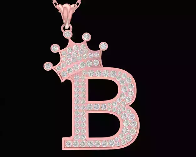 Diamond Crown B Letter Pendant 3102