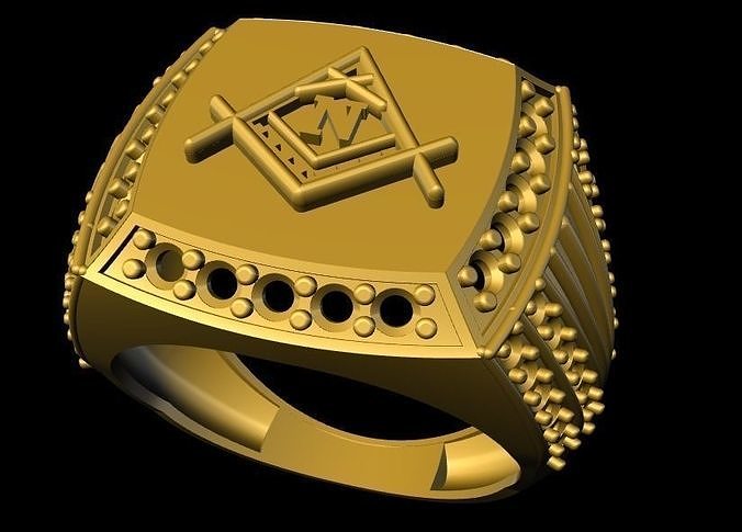 rings gold masonic ring 3D print model