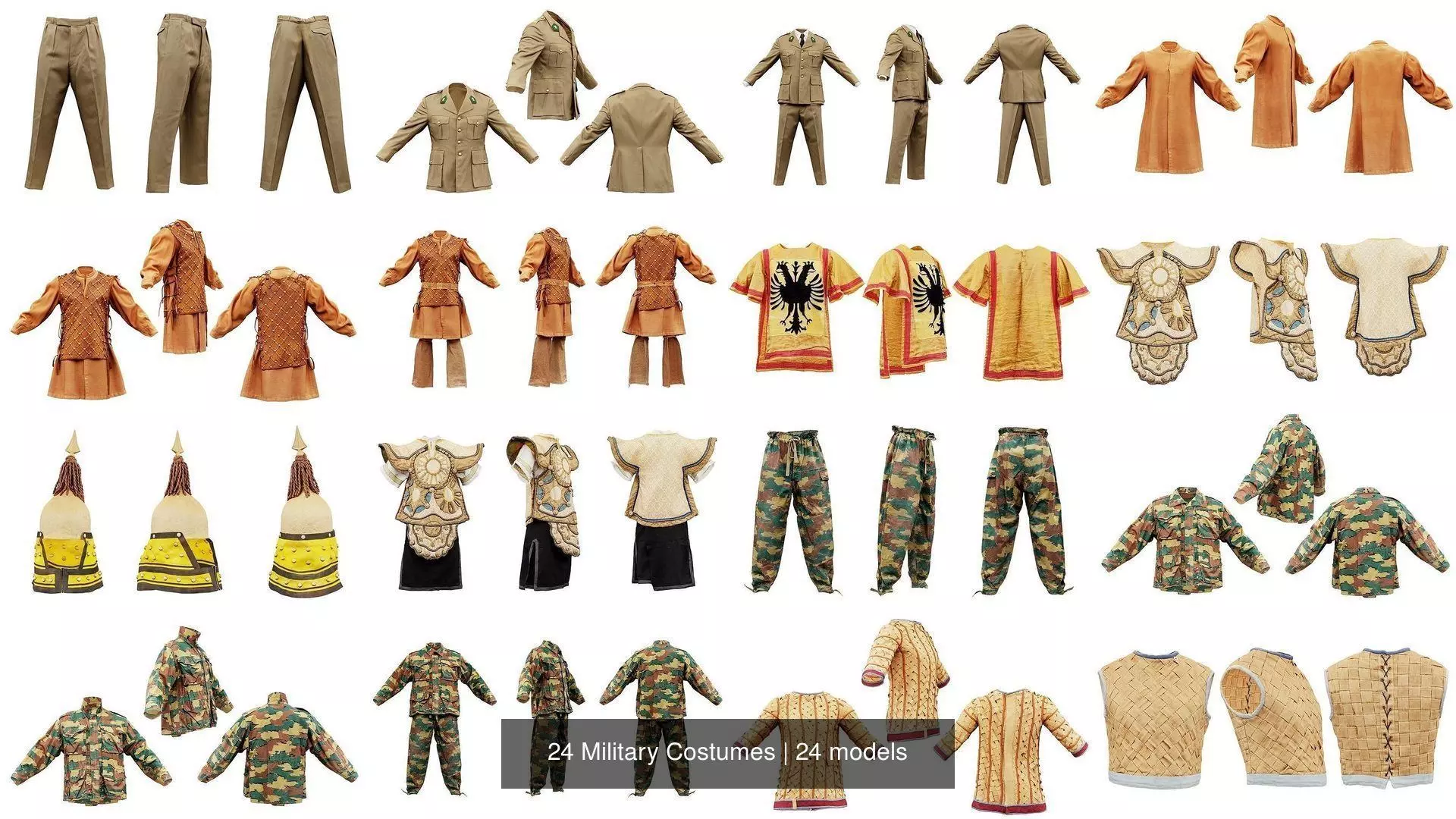 24 Military Costumes 3D Model Collection_0