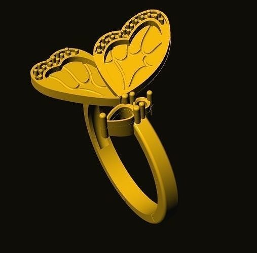 rings gold butterfly ring 3D print model