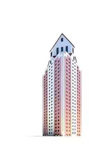 Graphic Drawing Of Red And White Skyscraper Viewing Room