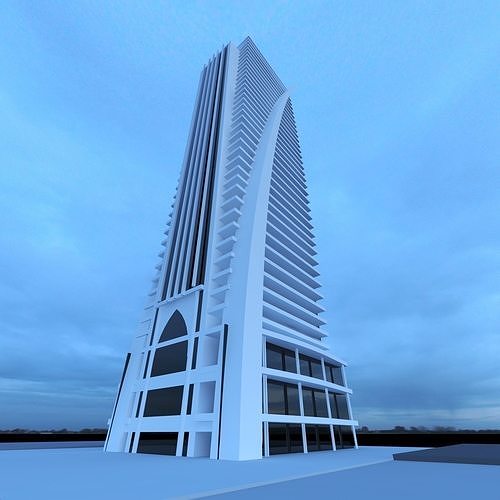building tall in ocean Low-poly 3D model