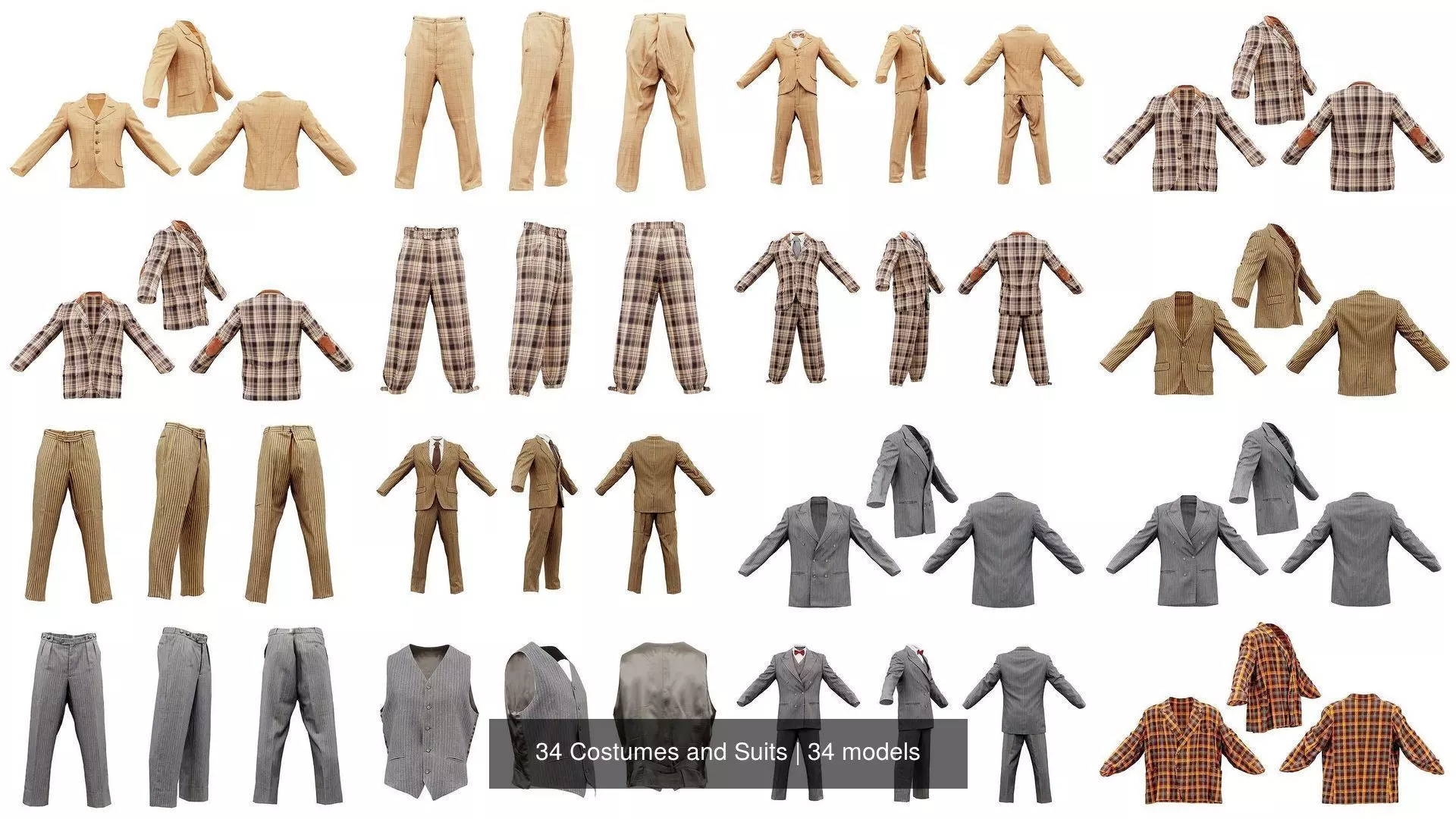 34 Costumes and Suits 3D Model Collection_0